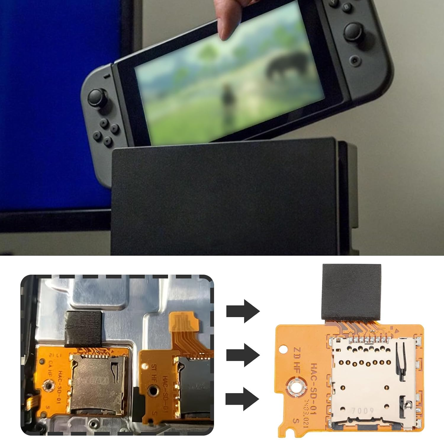 Emsea 2PCS TF SD Card Slot Socket Reader SD Card Reader Board TF SD Card Slot Replacement Repair Part Compatible with Nintendo Switch Memory Card image number 4