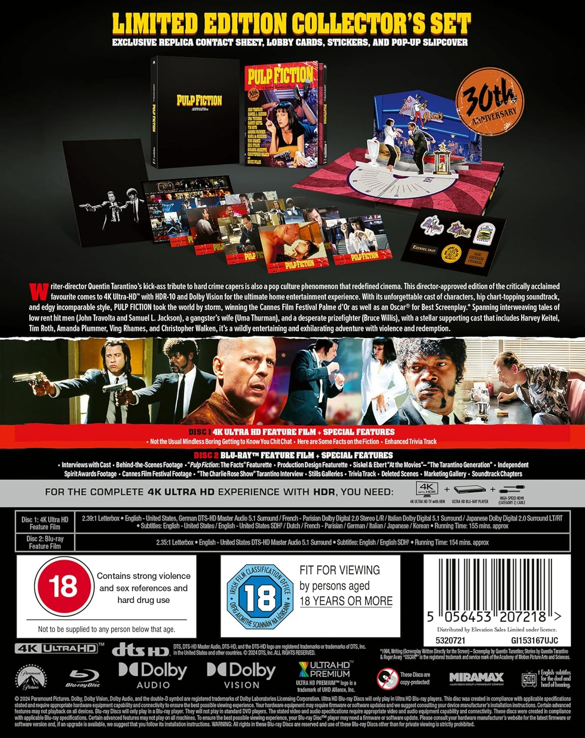 Pulp Fiction 30Th Anniversary 4K UHD Collector'S Edition [Blu-Ray] [Region a & B & C]