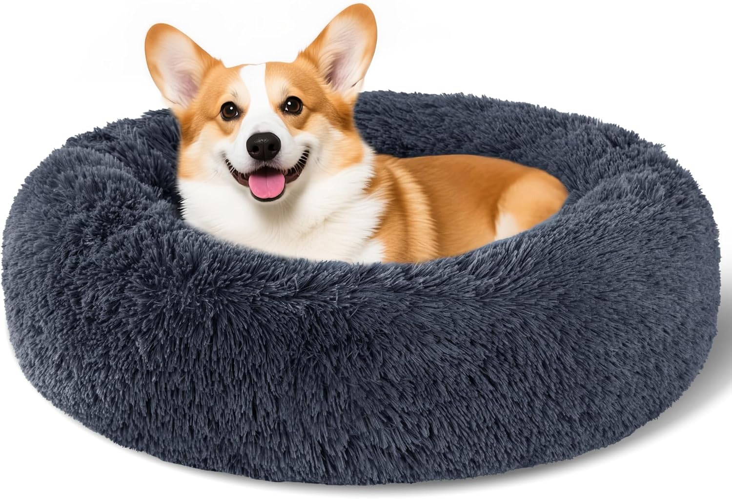 Kimpets Snuggle Dog Bed, Comfy Calming Dog Bed, Machine Washable Dog Bed for Medium Dogs, Cute&Fuzzy&Anti Anxiety Dog Bed, 27.5'' Soft Bean Dog Bed, up to 25Lbs Cozy&Comfy Dog Beds for Medium Dogs