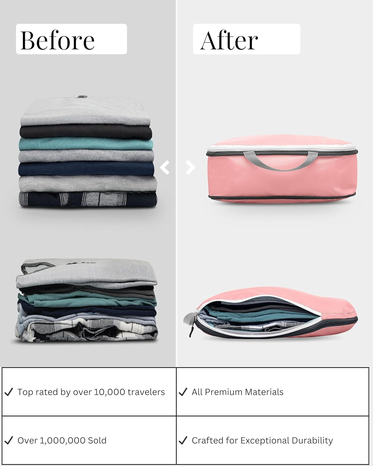 Large Packing Cubes for Travel-Extra Large Compression Packing Cube Luggage Organizers 7 Piece Set-Ultralight, Expandable/Compression Bags for Clothes by TRIPPED Travel Gear (Dusty Rose)