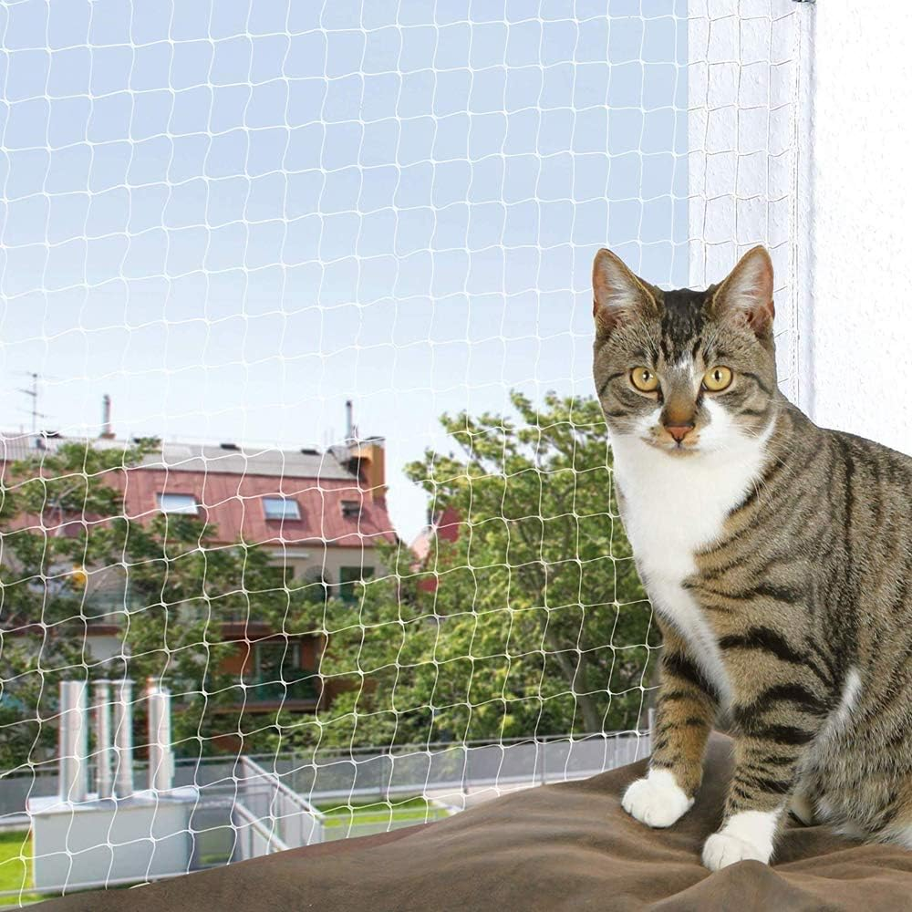 YOAI Cat Net for Balcony and Window, Transparent Cat Grid, Balcony Cat Protection Net, Protective Net, Balcony Net, No Drilling Required, for Cats to Secure Balcony, Patio, Windows and Doors (3 X