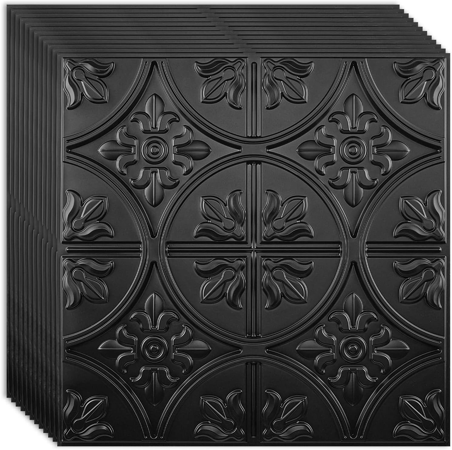 Art3D Drop Ceiling Tiles 2X2, Glue-Up Ceiling Panel, Fancy Classic Style in Gray