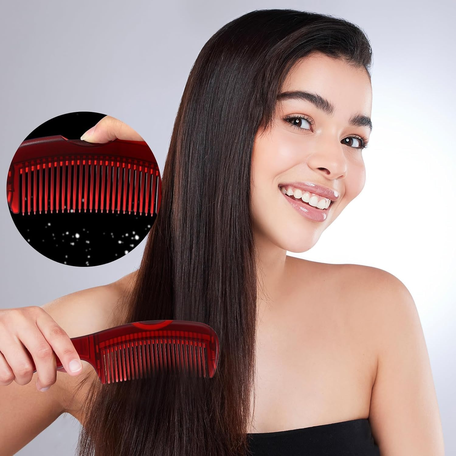 Hollow Tooth Scalp Massage Comb Set, 2 Pieces Hollow Tooth Scalp Sweep Combs Dandruff Remover, Dandruff Comb Energy Massage Comb for Women or Girls image number 5