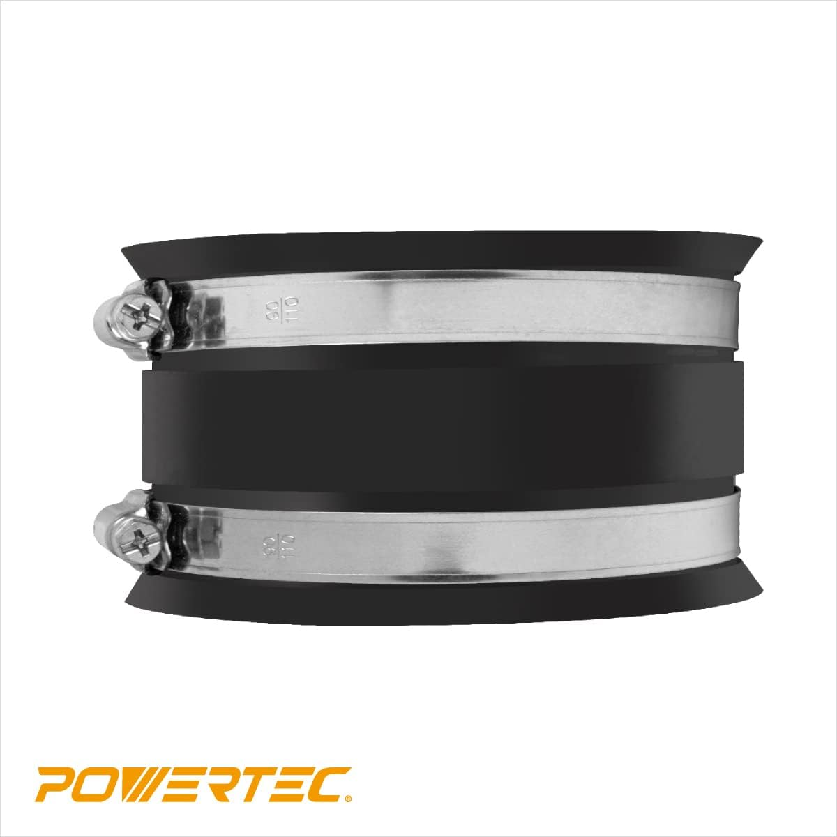 POWERTEC 70149 4 Inch Dust Control Flex Cuff with Steel Hose Clamps, Hose Connector Rubber Cuff Coupler for Woodworking Dust Collection Fittings, Dust Collector Accessories & Machinery, 1 Pack image number 1