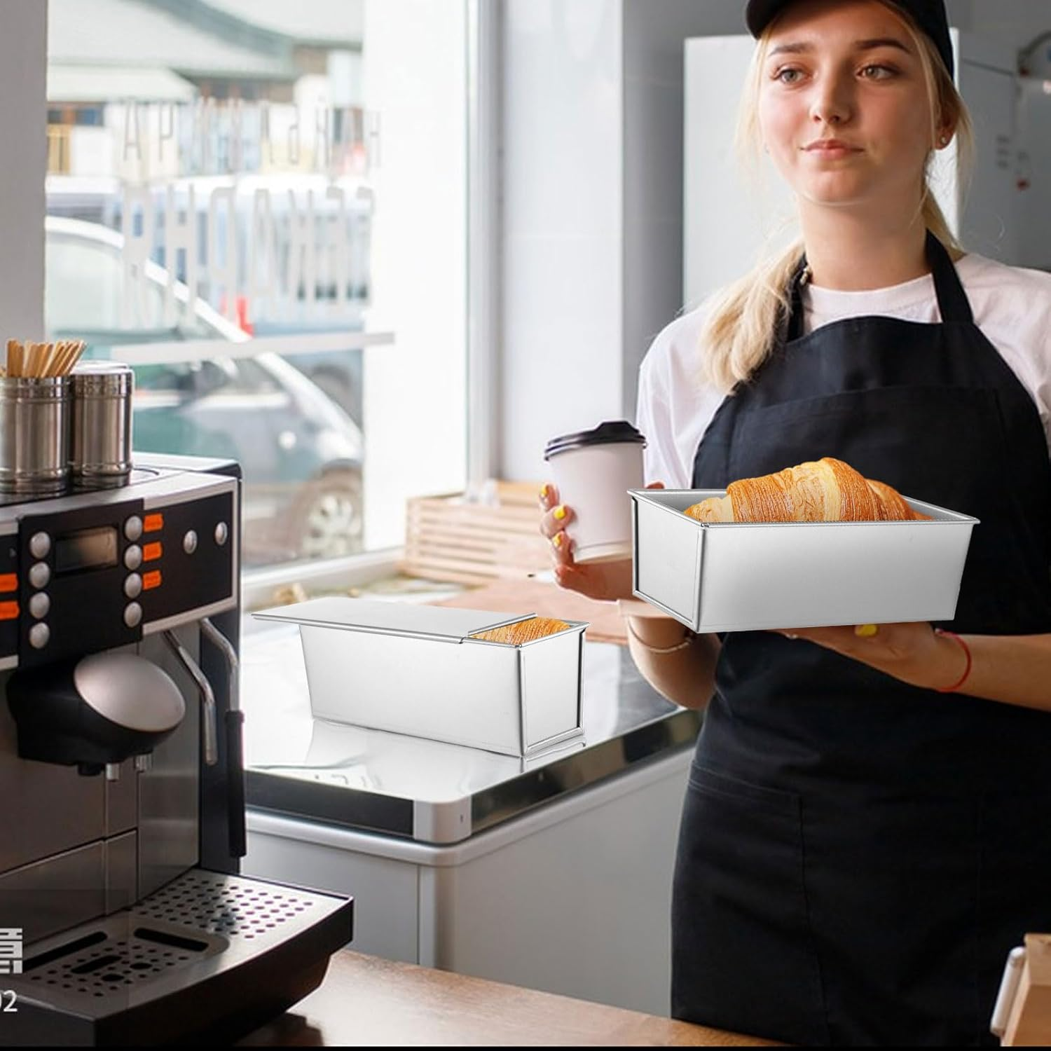 2 Pack Pullman Loaf Pan with Lid, 13X4 Inch Large Capacity Bread Loaf Pan with Cover, Non-Stick Bakeware for Baking and Toasting image number 5