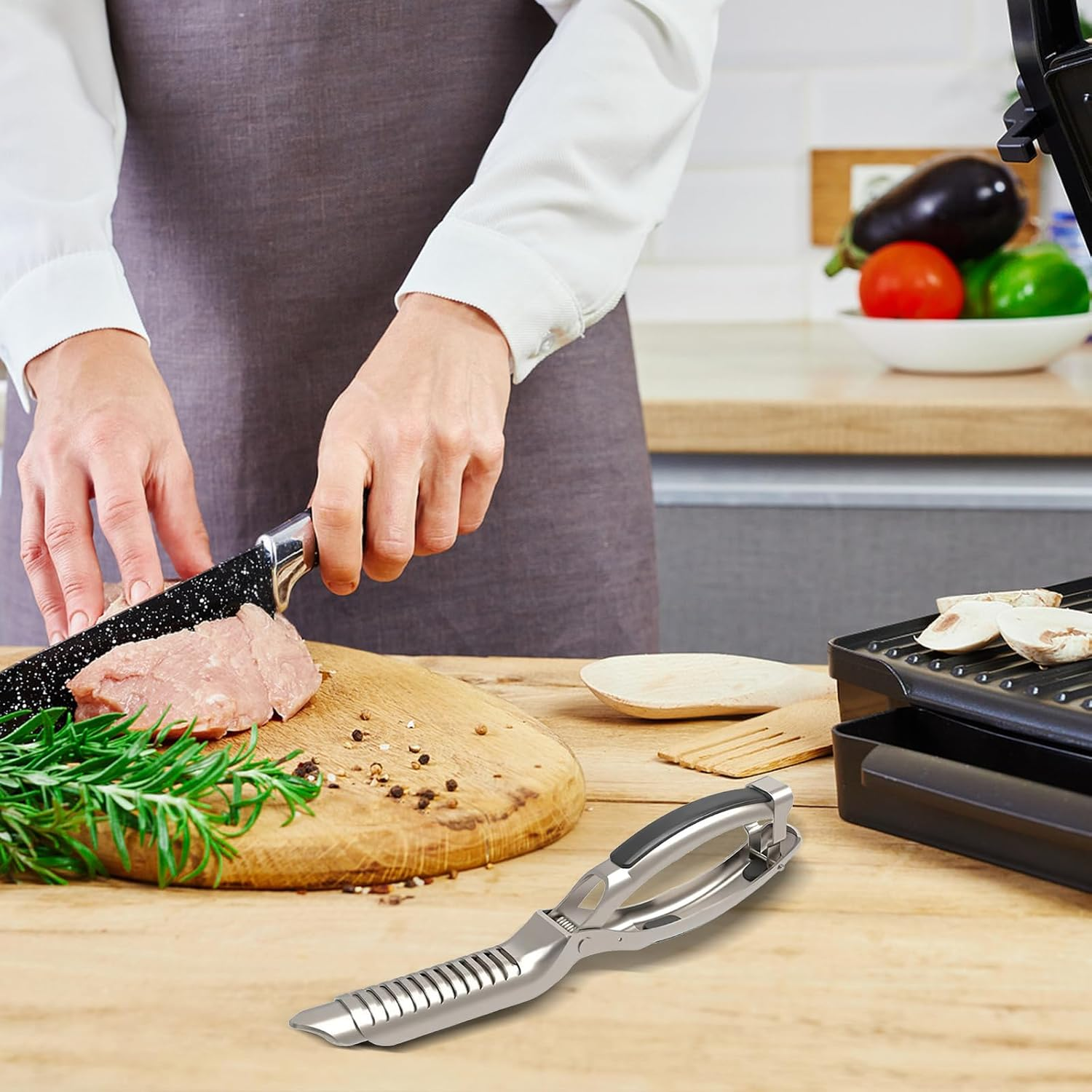 BBQ Rib Skinner,Rib Prep Tool Pro,Stainless Steel Rib Membrane Remove Tool Kit,Membrane and Silver Skin Removal Tool for Barbecue Rib Prep,Bbq Tools Accessories,Ultimate Rib Skinner & Kitchen Gadget image number 3