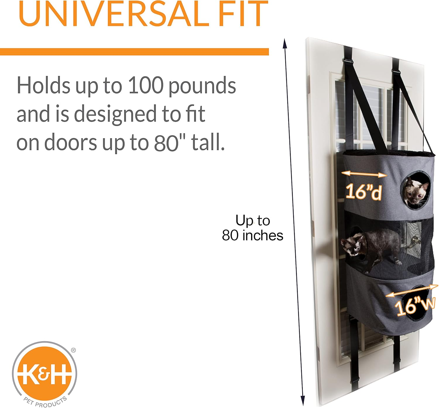 K&H Pet Products Hangin' Cat Condo Multi-Story Classy Gray 3 Story Condo image number 3