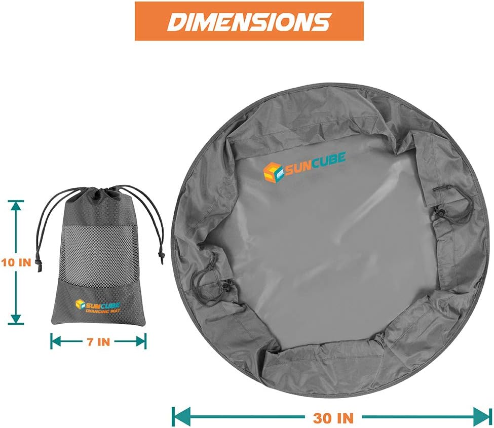SUN CUBE Wetsuit Changing Mat, Waterproof Surf Bag, Drawstring Wetsuit Bag, Surfing Accessories for Kayakers, Dry Bag for Beach, Durable Compact No Leak Mat for Scuba (Gray), Gray, One Size - Gray image number 6