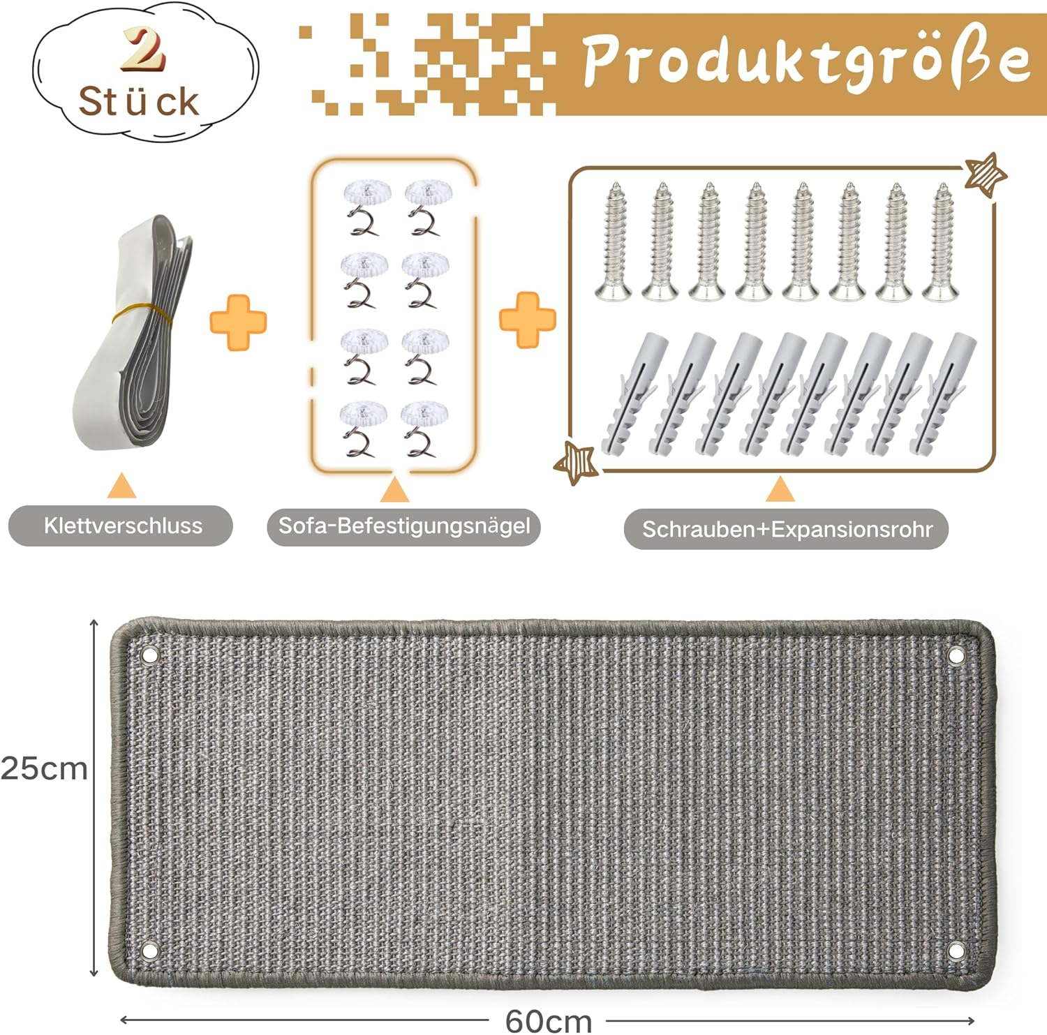 Cat Scratch Protection Cat Scratching Mat Sisal Cat Scratching Mat for Cat Cat Scratching Mat for Sofa Furniture Door Scratch Protection 60 &times; 25 Cm (Grey) image number 1
