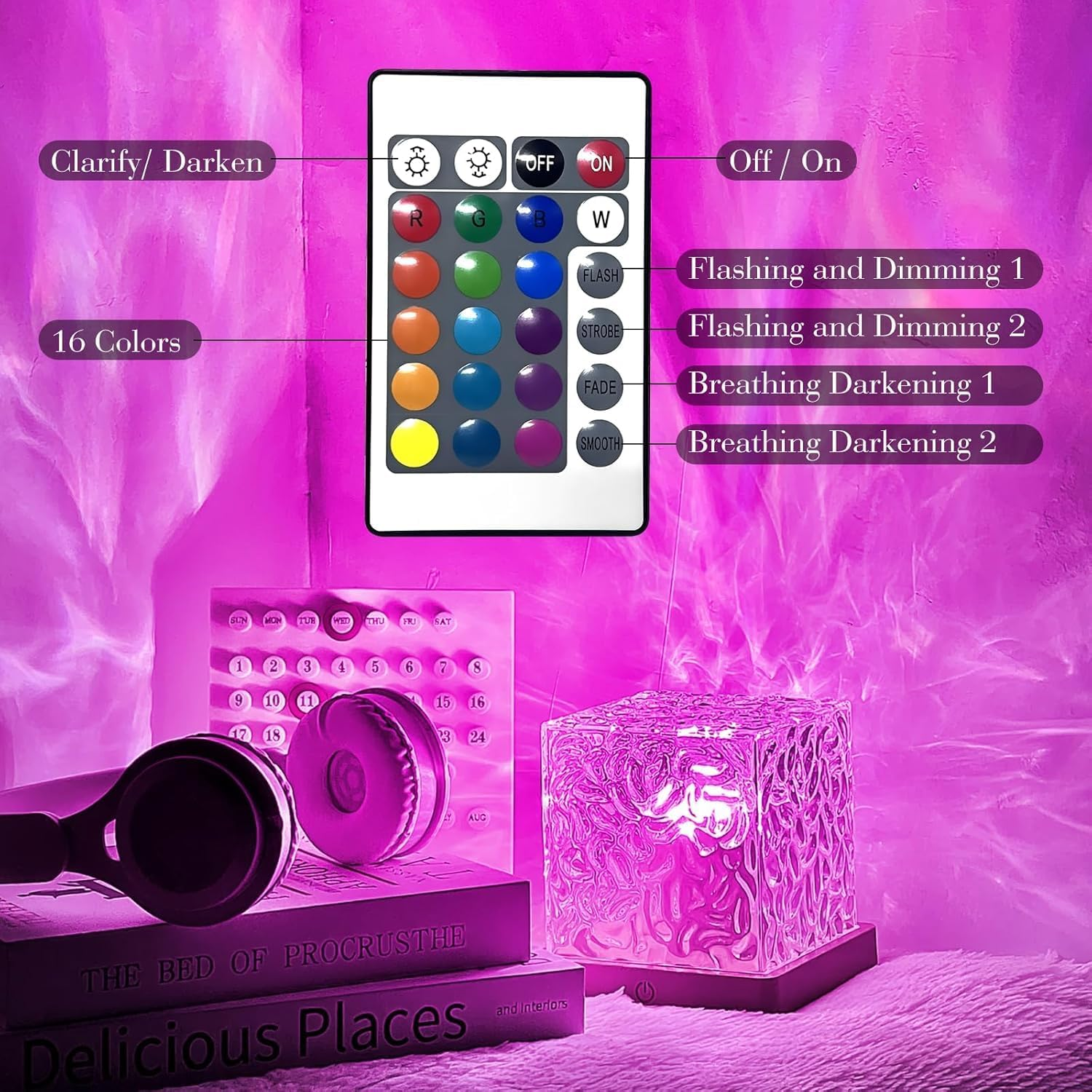 Ocean Galaxy Light Projector, 16 Color Water Ripple Projector with Remote Control, Ocean Wave Projector Light Cube,Ocean Wave Sensory for Living Room Bedroom Decor/Party Rooms image number 5