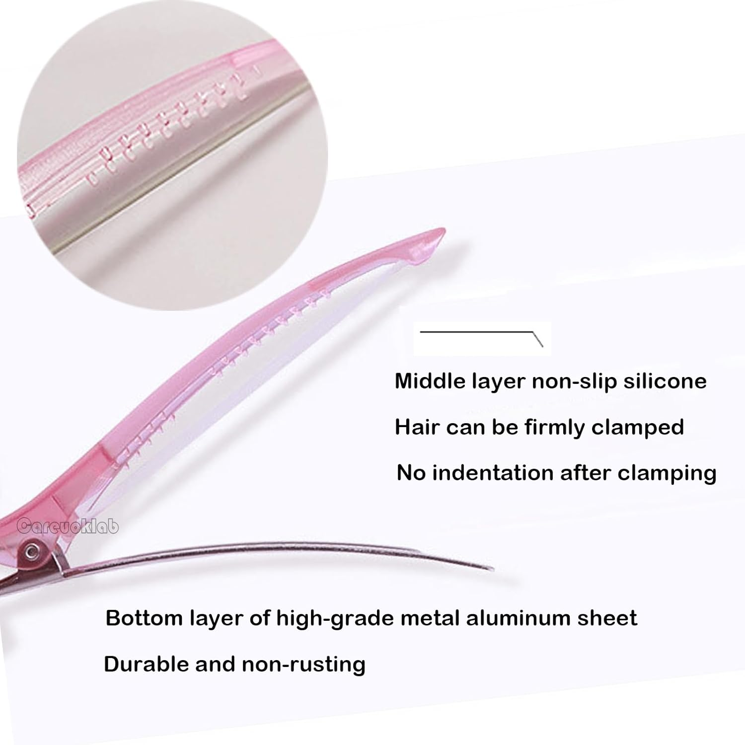 6 Pack Duck Bill Clips for Styling and Sectioning, Non-Slip with Silicone Band, No-Trace Duckbill Alligator Hair Clips for Thick & Thin Hair-Professional Salon Hair Clips image number 2