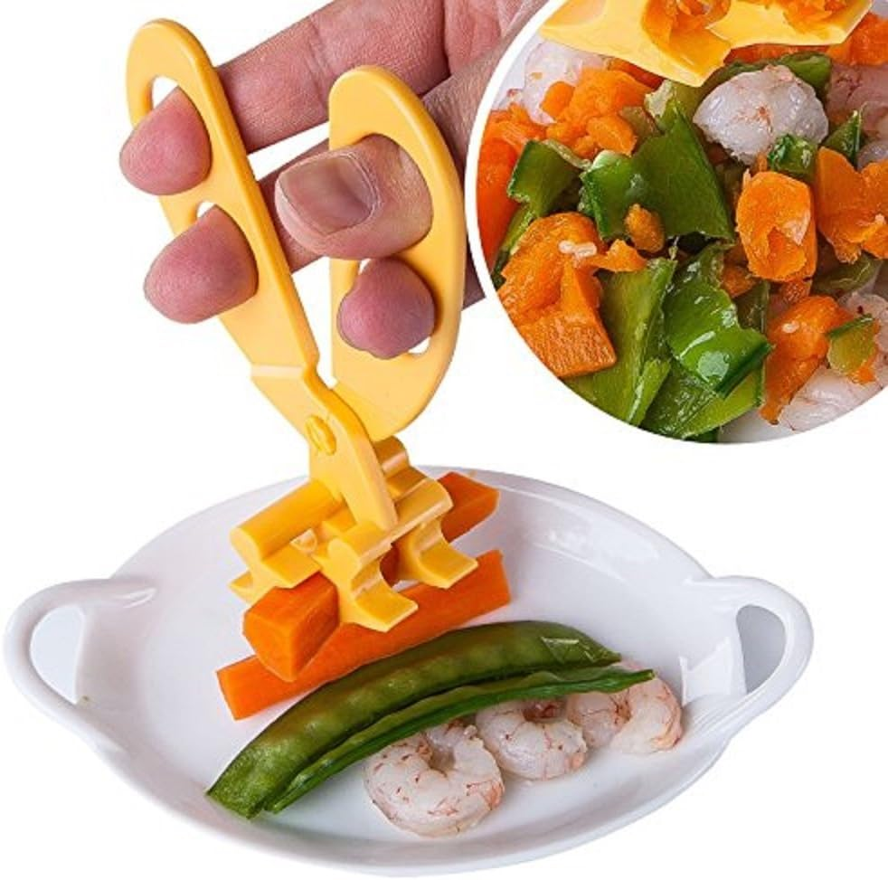 Baby Food Scissors Orange&White Set of 2 JUMUU Versatile Food Cutter for Babies Portable Food Shearer with a Cleaning Tweezers image number 4