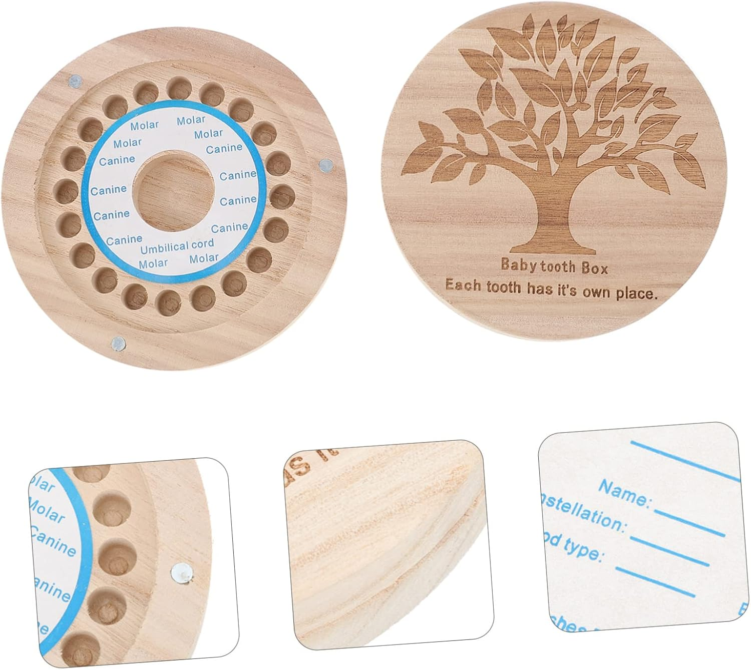 Ifundom Baby Tooth Box and Hair Keepsake for Babies Wooden Teeth Storage Box Newborn image number 6