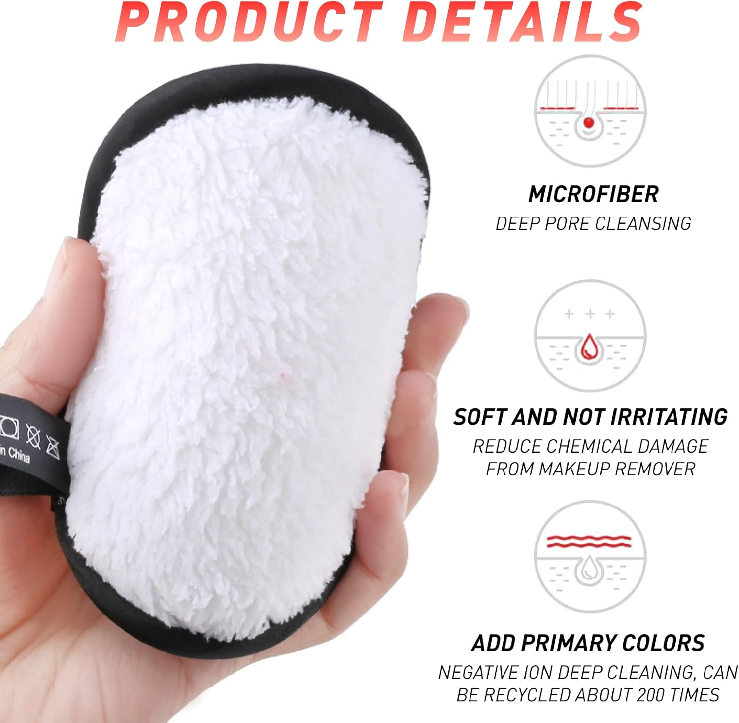 100% Reusable Makeup Remover Pads, 4 Pack Large Eco-Friendly Microfiber Makeup Eraser for Chemical-Free Removal of Eye Makeup, Foundation, Highlighter & Lipstick, Perfect for All Skin Types image number 4