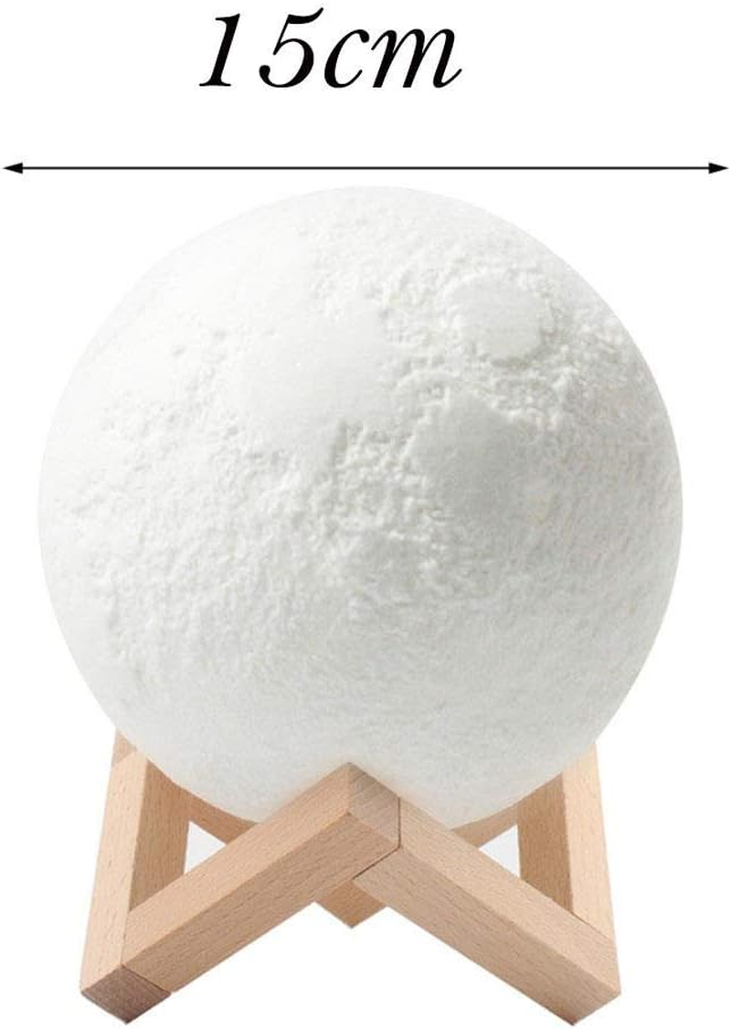 3D Printed Touch Control Moon Lamp, Stepless Dimmable, USB Recharge, PLA Material (Warm White & Cool White) (15CM - Warm & Cool White) image number 1