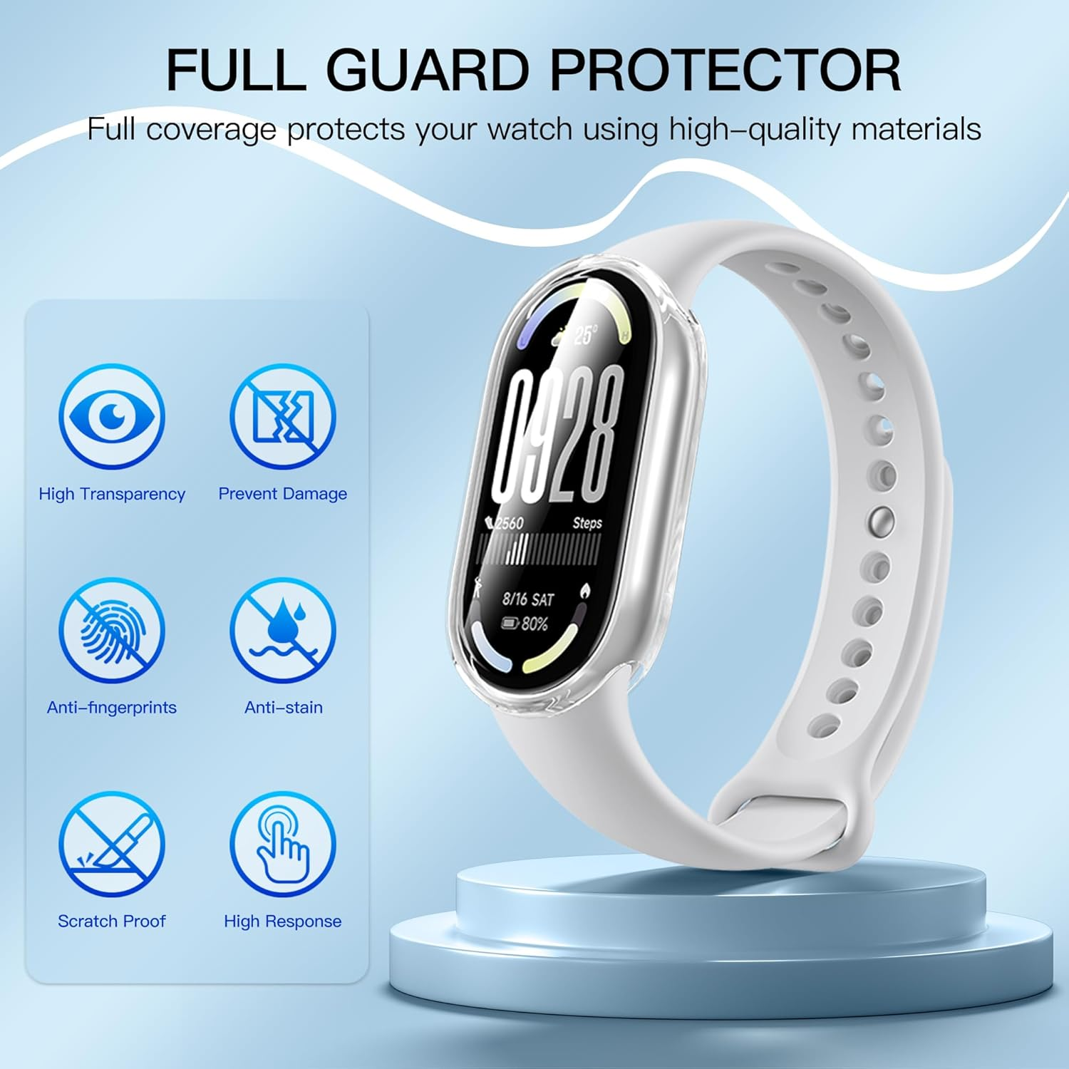 Diruite Pack of 3 Case for Xiaomi Smart Band 10, Protective Case, Soft TPU, Shockproof Screen Protector Case, Transparent, Transparent image number 5