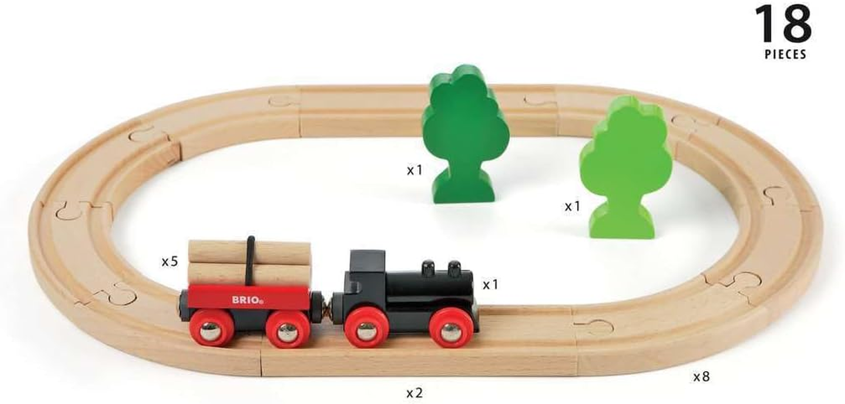 BRIO 33042 Classic Little Forest Train Set &ndash; 18-Piece Wooden Railway with Engine, Carriages & Tracks, Forest Adventure Role Play Toy, Age 3 Years+ image number 2