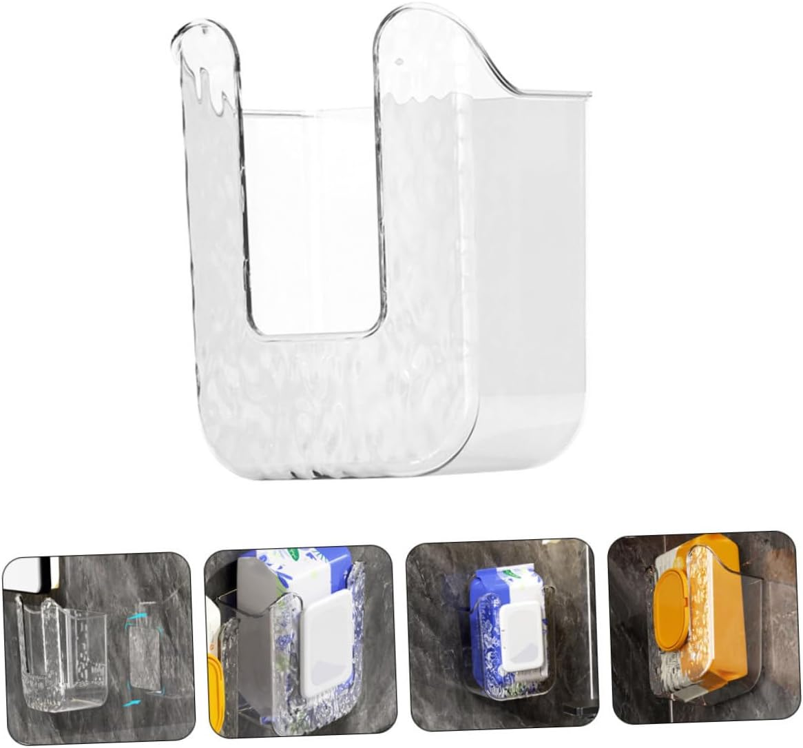 LABRIMP Toilet Paper Holder Stand Wall-Mounted Tissue Box Easy Install Wipe Holder for Kitchen image number 6