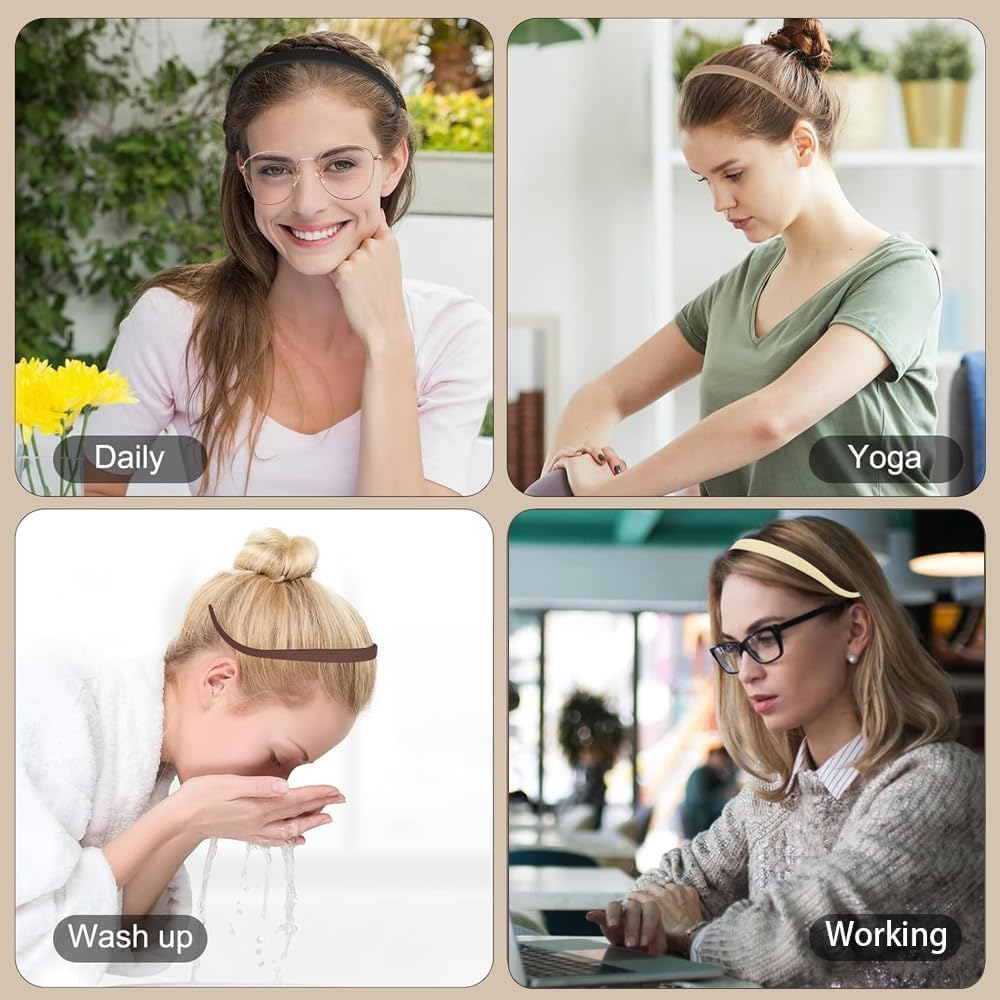 TTPSRY Set of 6 Narrow Hair Bands Thin Plastic Headband Hair Band Multicoloured Headband Hair Accessories Women image number 4