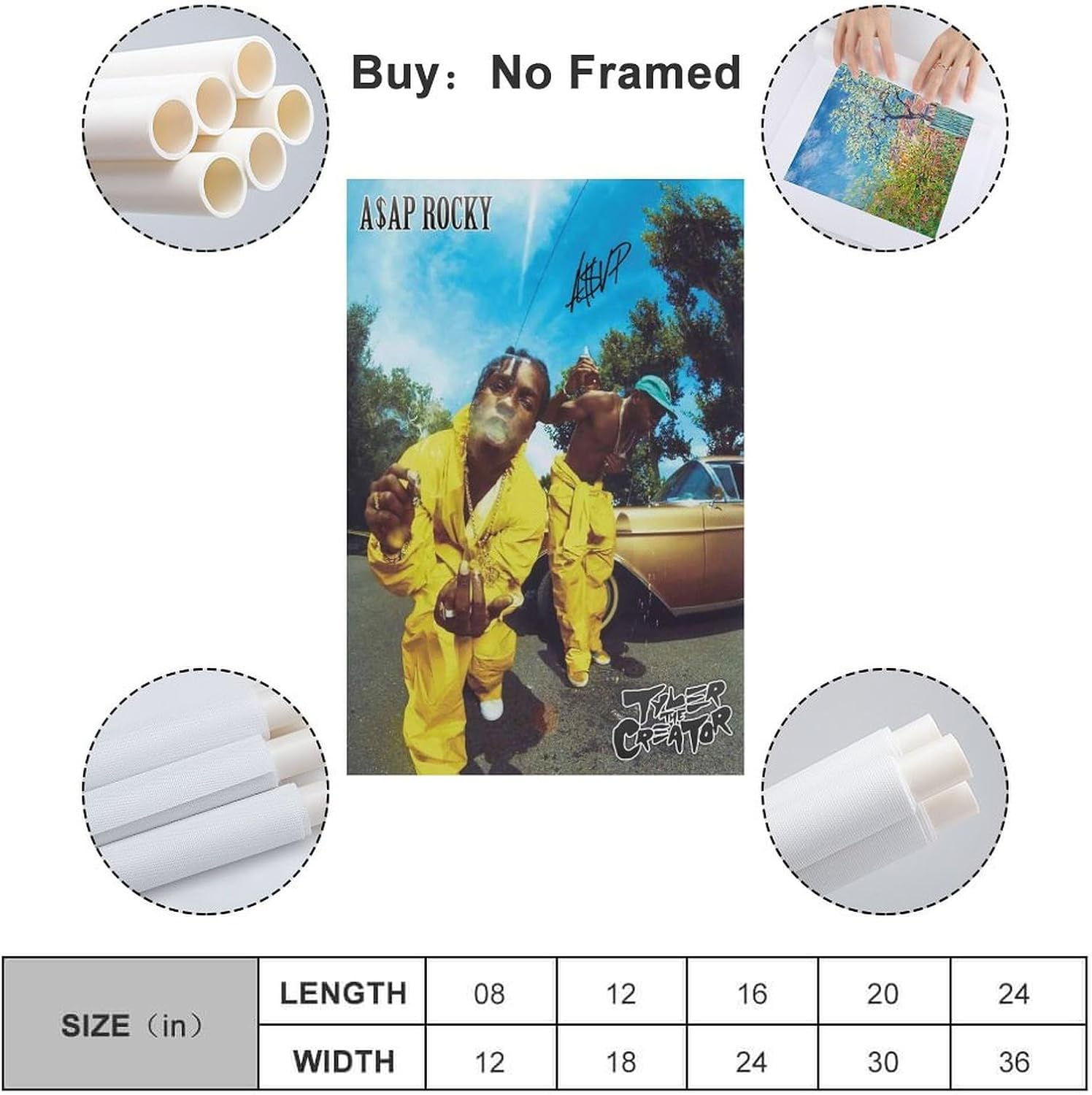 Art Asap Music Rocky Canvas Rapper Poster Poster Canvas Painting Wall Art Picture Home Decor Print for Bedroom Living Room Dorm Study Bar Office 08X12Inch(20X30Cm) image number 2