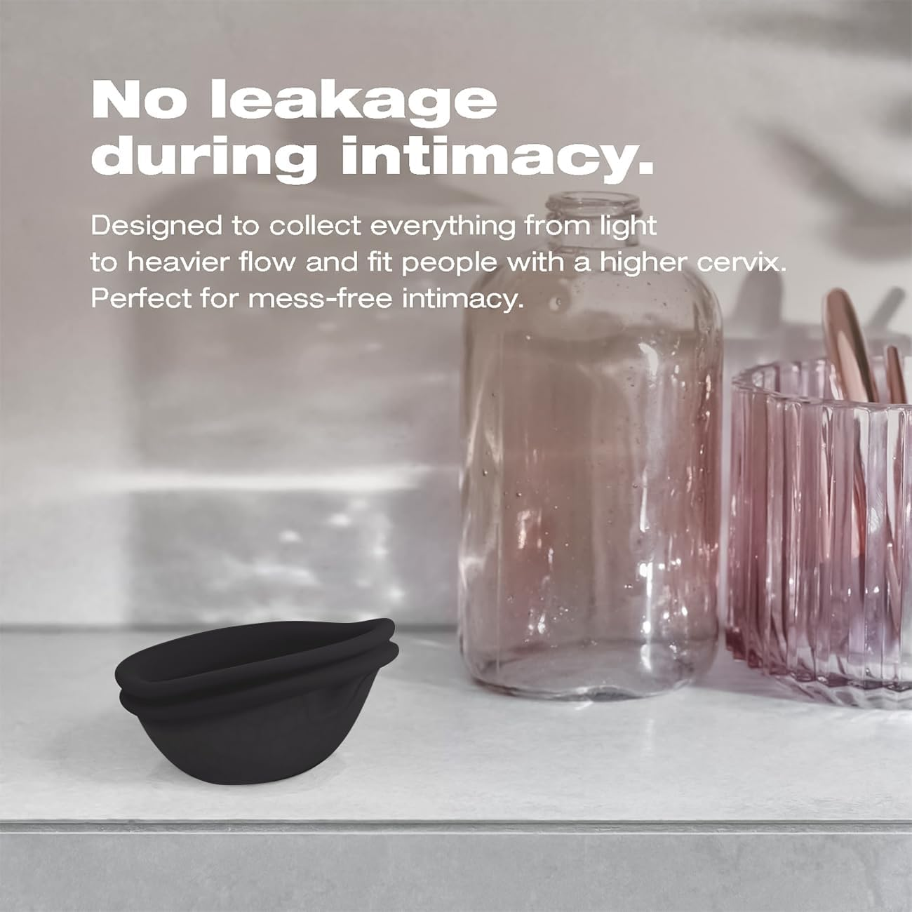 Menstrual Cup,Large Capacity Thin Fit Menstrual Disc,Menstrual Cup Wear for 12 Hours,Period Disc with Medical Grade Silicone,Reusable Menstrual Flow Cup for Women Periods,Black image number 5