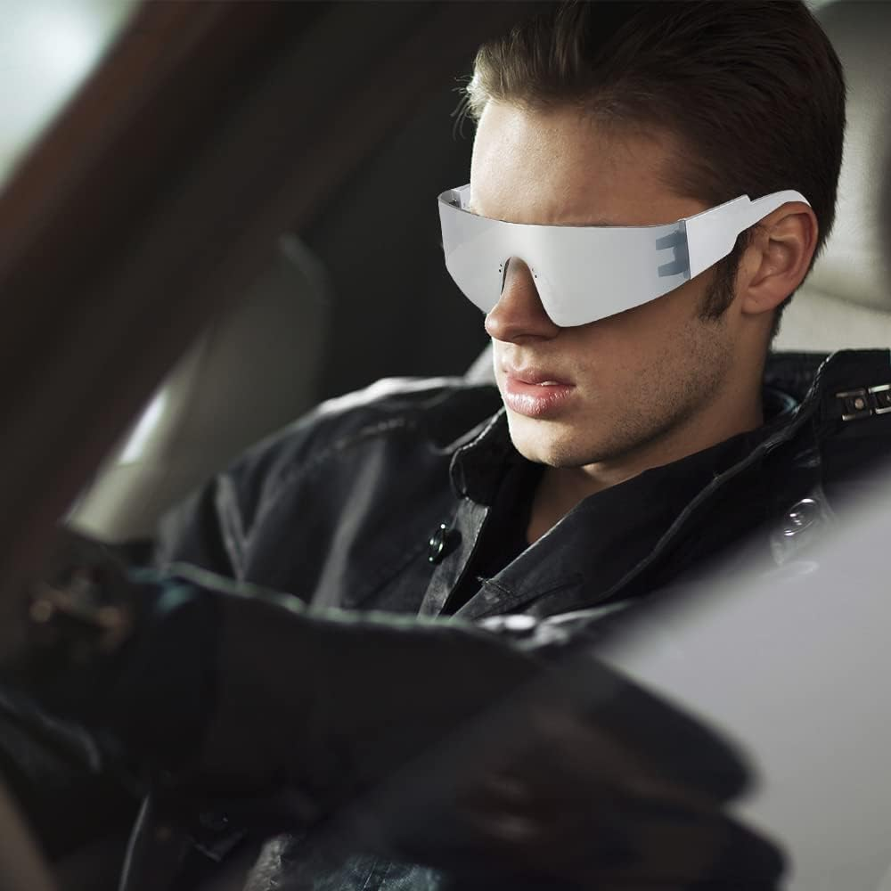 Futuristic Sunglasses, Pack of 2 Futuristic Mirrored Sunglasses, Futuristic Glasses, Sunglasses, Funny Space Glasses, Party Glasses, Fun Glasses, Cosplay Costume Accessories image number 6