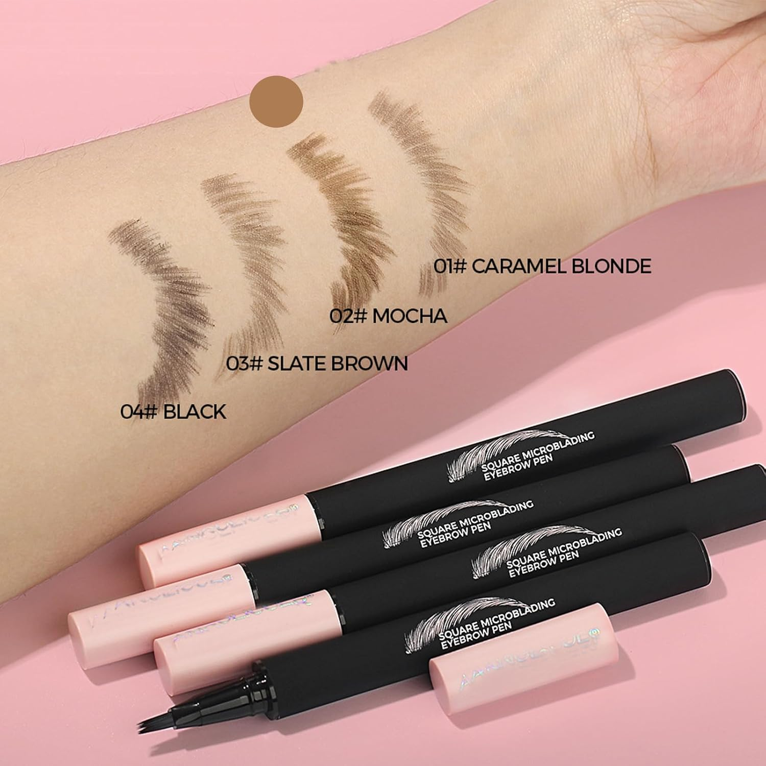 Microblading Liquid Eyebrow Pen - Micro Line, Tint, Filling the Eyebrow, Waterproof and Smudge-Proof Eyebrow Brush Pen for Natural Hair-Like Strokes, Long-Lasting, Mocha image number 4