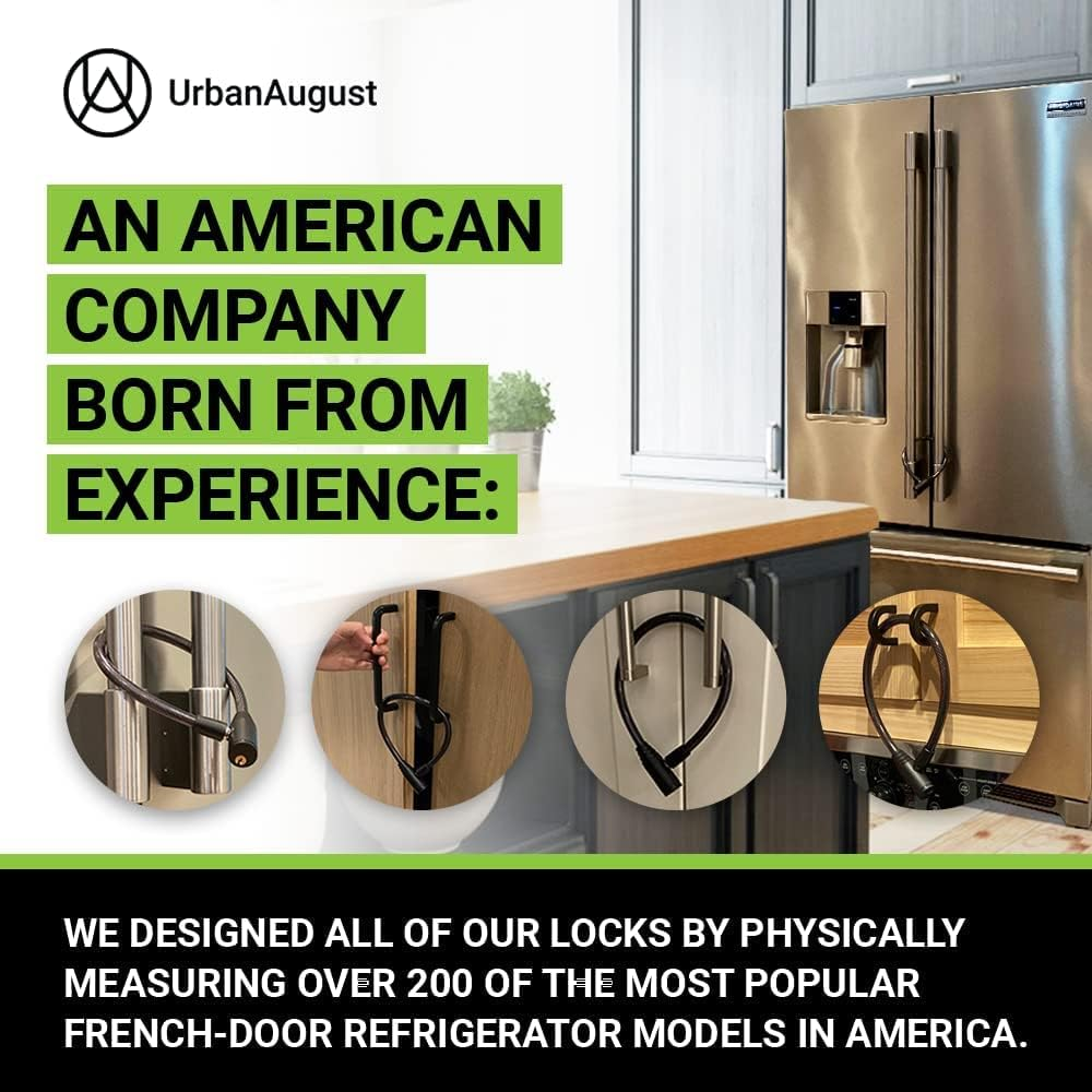 Urban August Original Fridge Lock: Multi - Functional Cable Keyed Lock, for French-Door Refrigerators and Cabinets (Regular, Black - 3 Pack KEYED Alike) image number 6