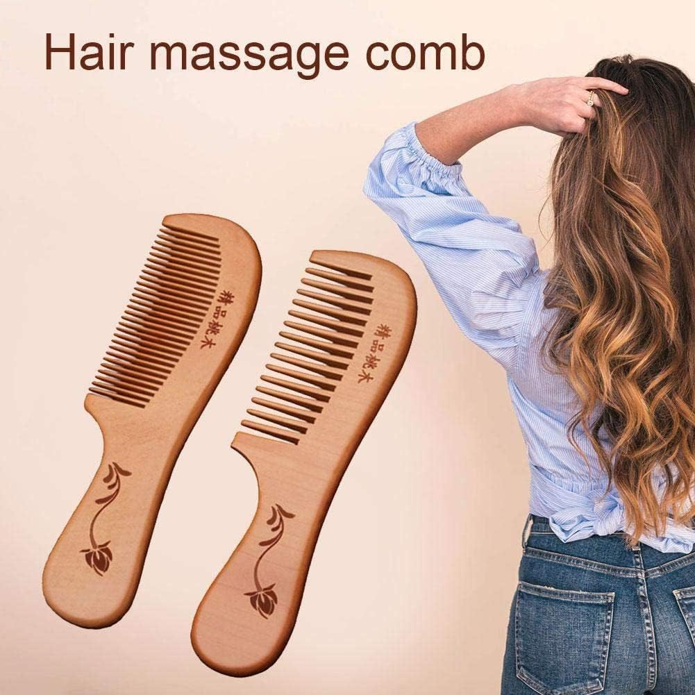 Natural Wooden Wide Tooth Hair Comb Natural Sandalwood Handmade Wood 18Cm Floral Print Care Beauty Comb Massage Hair image number 3