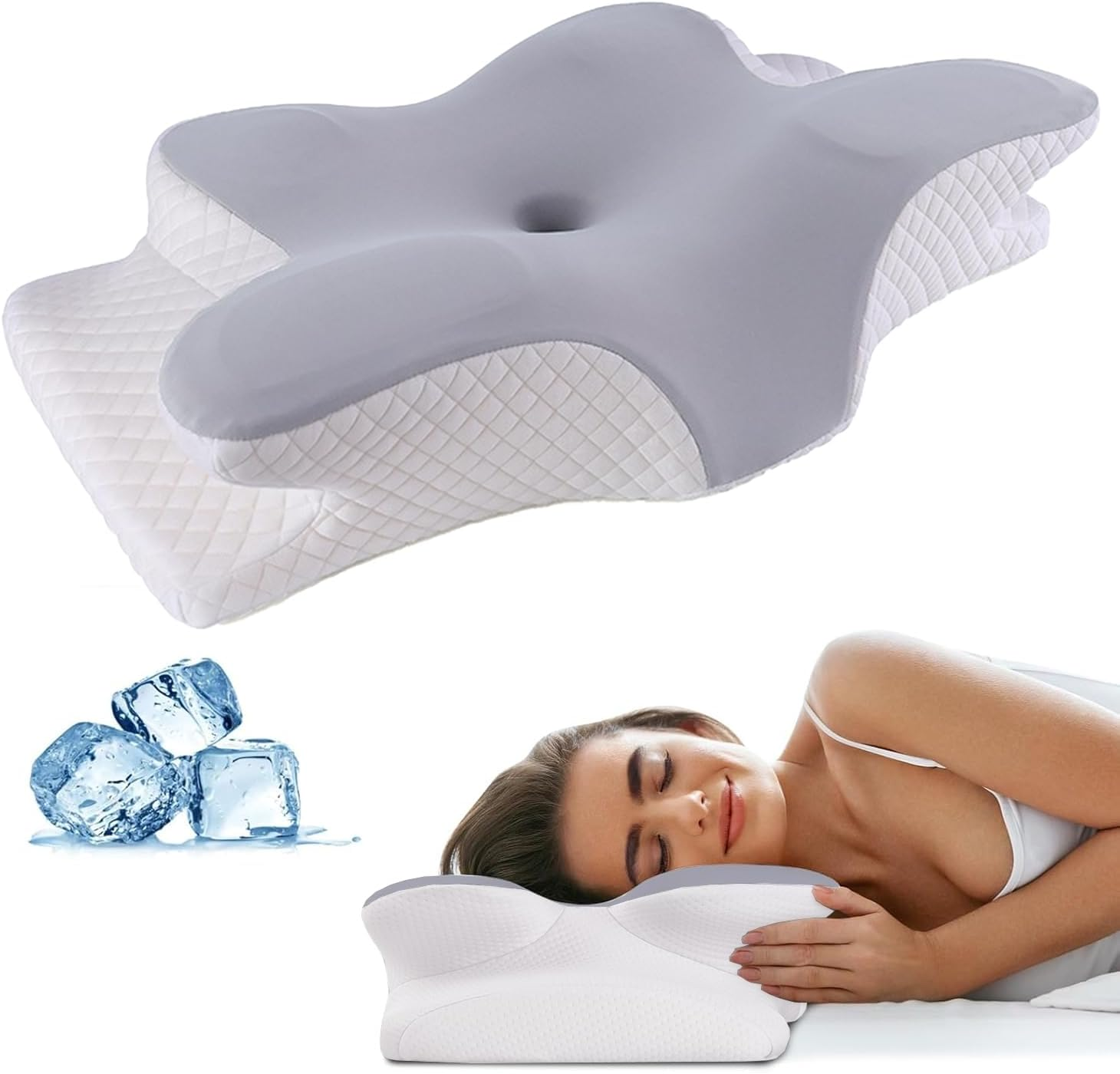 Cervical Pillow for Neck Pain Relief, Contoured Memory Foam Pillows for Sleeping, Ergonomic Orthopedic Neck Support Pillow with Breathable Pillowcase, for Side Sleepers, Back and Stomach Sleepers image number 3