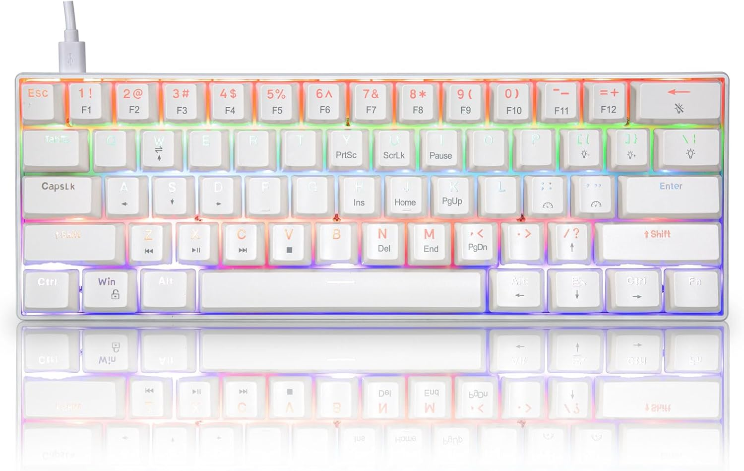 HUO JI Ck608 60% Mechanical Keyboard, Brown Switches Mechanical Gaming Keyboard Wired with LED Backlit, Ultra-Compact 60 Percent Computer Keyboard for Windows image number 2