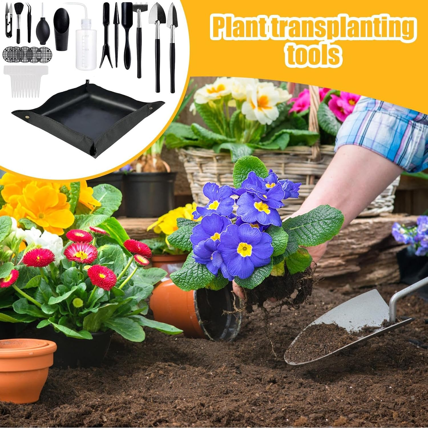 Repotting Kit,Garden Tool Set | Plant Care Kit with Repotting Mat for Potting Cactus Houseplant, Garden Flower Transplanting Supplies image number 2