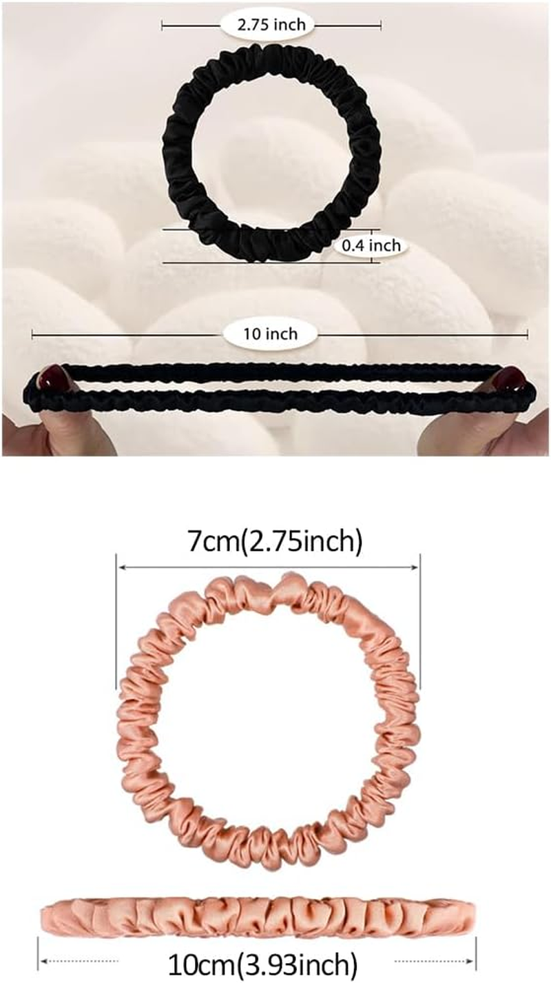 Scrunchies for Women, 4 Pieces Silk Hair Rings Women, Premium Satin Hair Bobbles, Soft Ropes, Ponytail Holder, Women Hair Accessories, Extra Elastic & Strong Hold, No Hair Damage image number 4