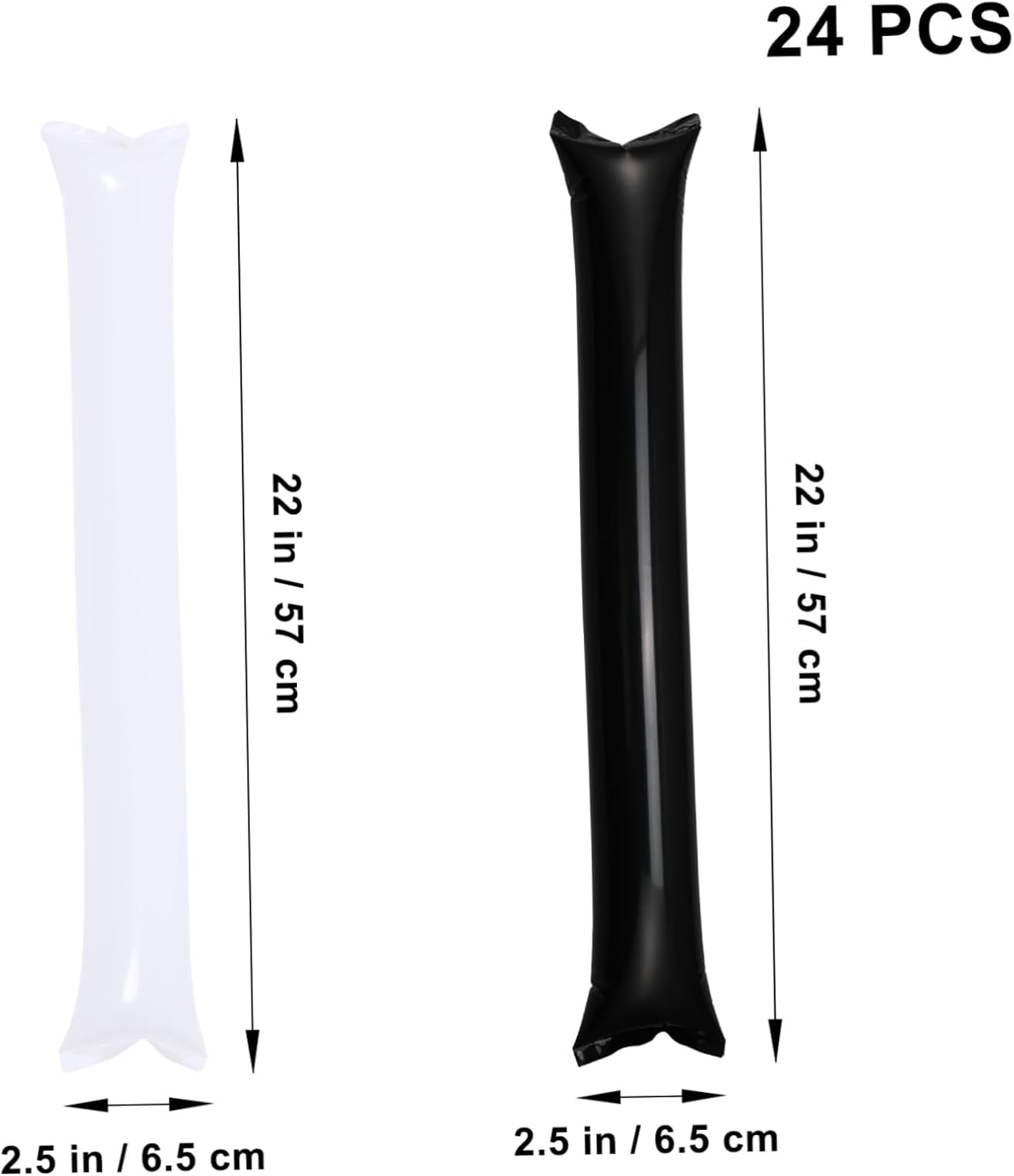 WOONEKY Inflatable Cheering Sticks and Noisemakers Thickened PVC Material Concert Party Sports Event Cheering Accessories 24Pcs White Black for Outdoor Fan Support image number 4