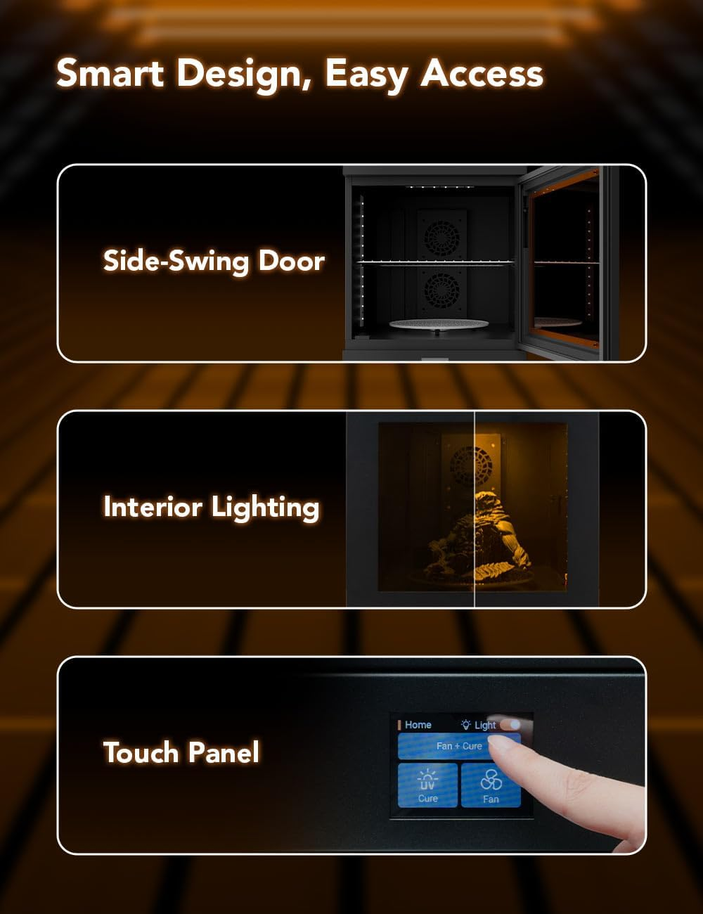 Phrozen Cure Mega S Post-Curing UV Lamp, Curing Station, Post-Printing Large Build Fan Drying Mode Ultra High UV Light Power, 360&deg; Transparent Turntable image number 4