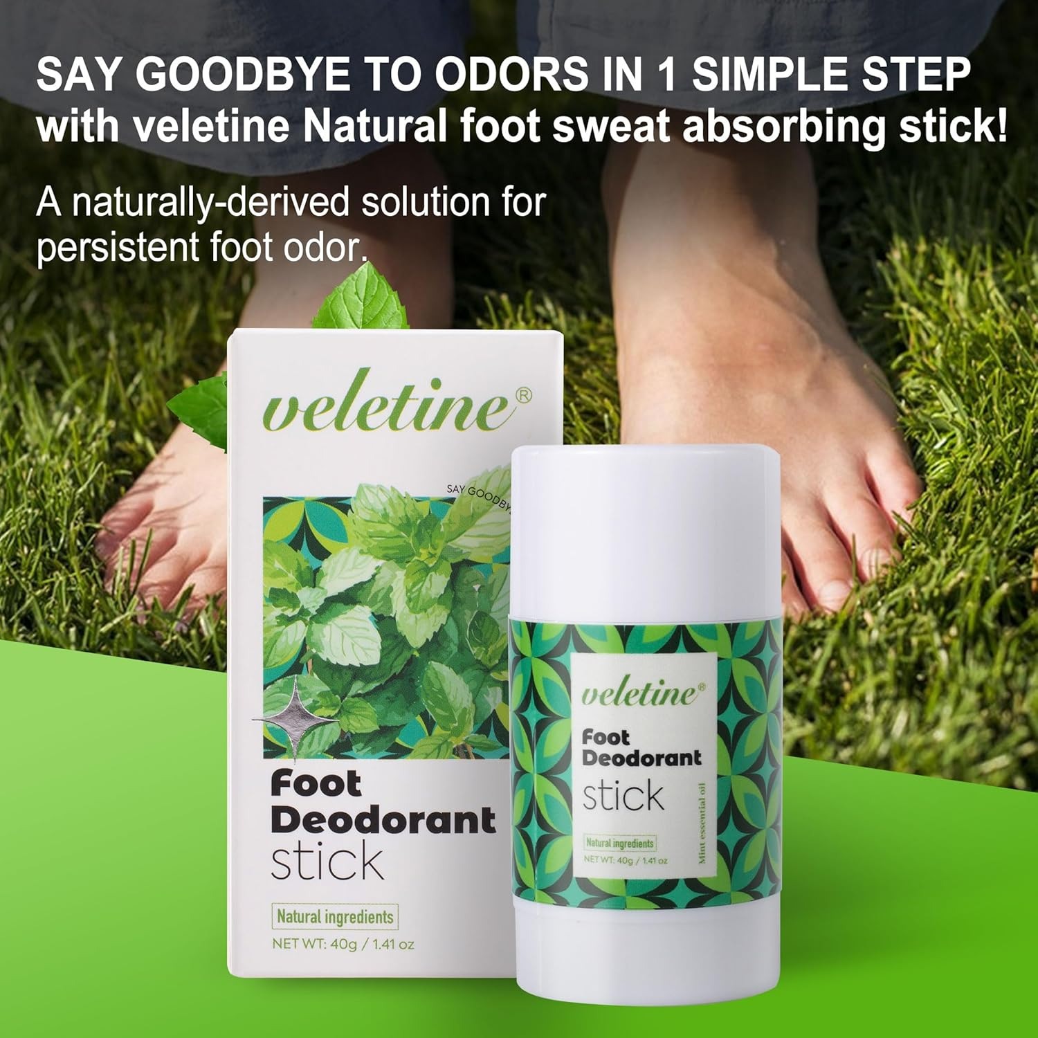 Veletine Foot Deodorant Stick,Refreshing Feet Odor Stick,Travel Size Heel Cream,Roll-On Foot Lotion for Men＆Women, 40G/1.41 Oz image number 5