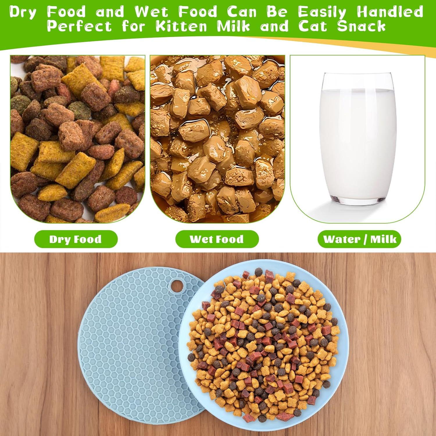 Pack of 10 Flat Cat Bowls with 2 Non-Slip Mats, Circular Feeding Bowl Cat Flat with Storage Base, Colourful Cat Bowl Set, Flat Cat Plate for Kittens and Short-Legged Cats image number 5