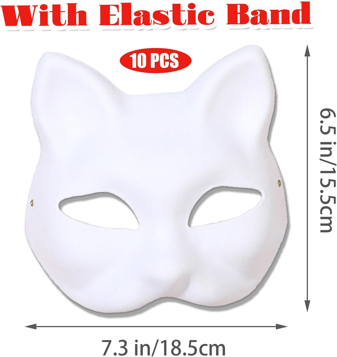 10PCS Cat Mask DIY White Cat Painted Masks Half Blank Animal Cosplay Dress up Mask Masquerade Cat Masks Halloween Mask Costume for Masquerade Prop,Party,Cosplay