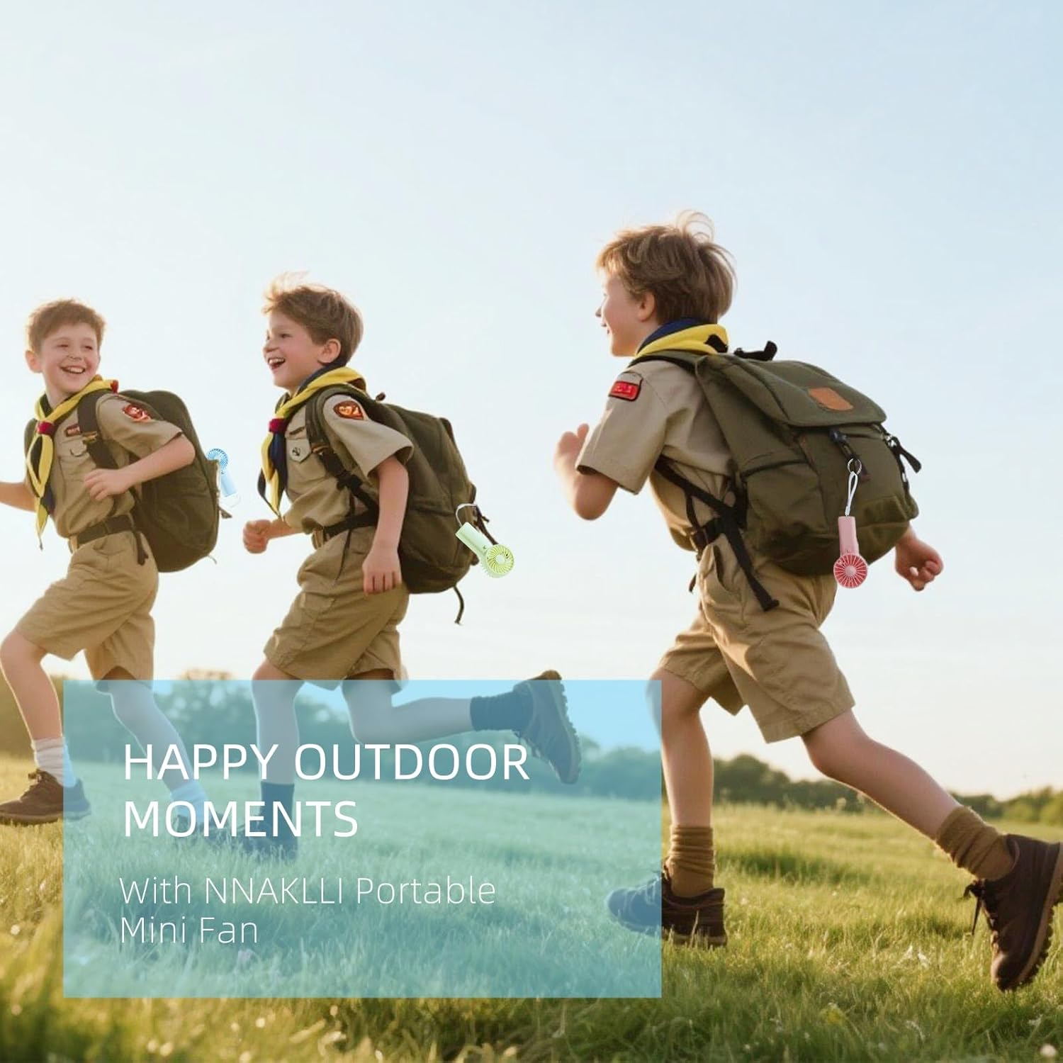 NNAKLLI 5-Inch Portable Handheld Fan, Battery Operated, Quiet Personal Desk Fan for Bedroom, Camping, Outdoor | AAA Powered (No Batteries Included), Lightweight & Compact Design (Pink) image number 2