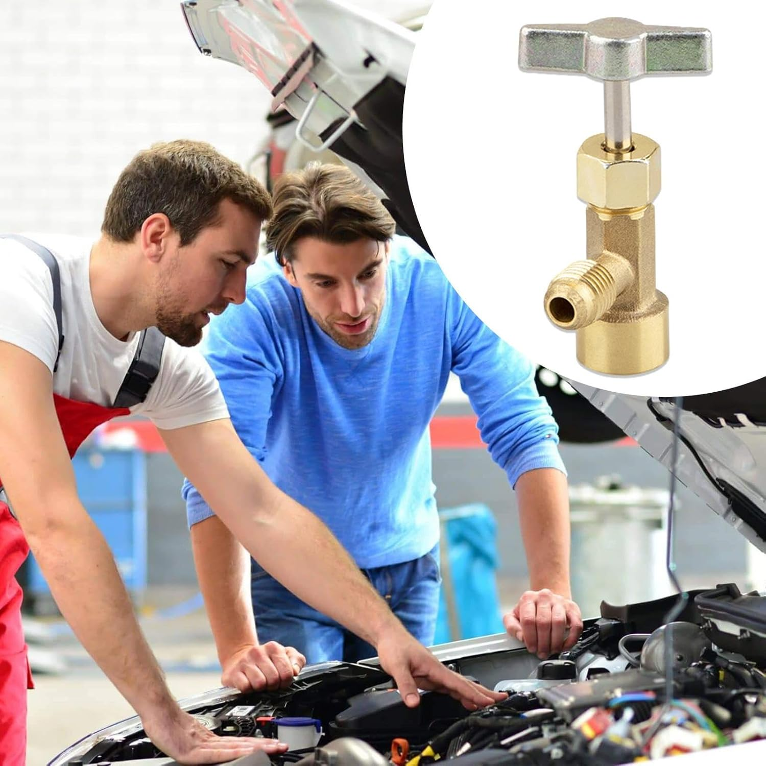 ALASSE R134A Can Tap, Brass, Copper Body Globe Valve, 1/4 in SAE, Refrigerant Can Tap, AC Accessory image number 2