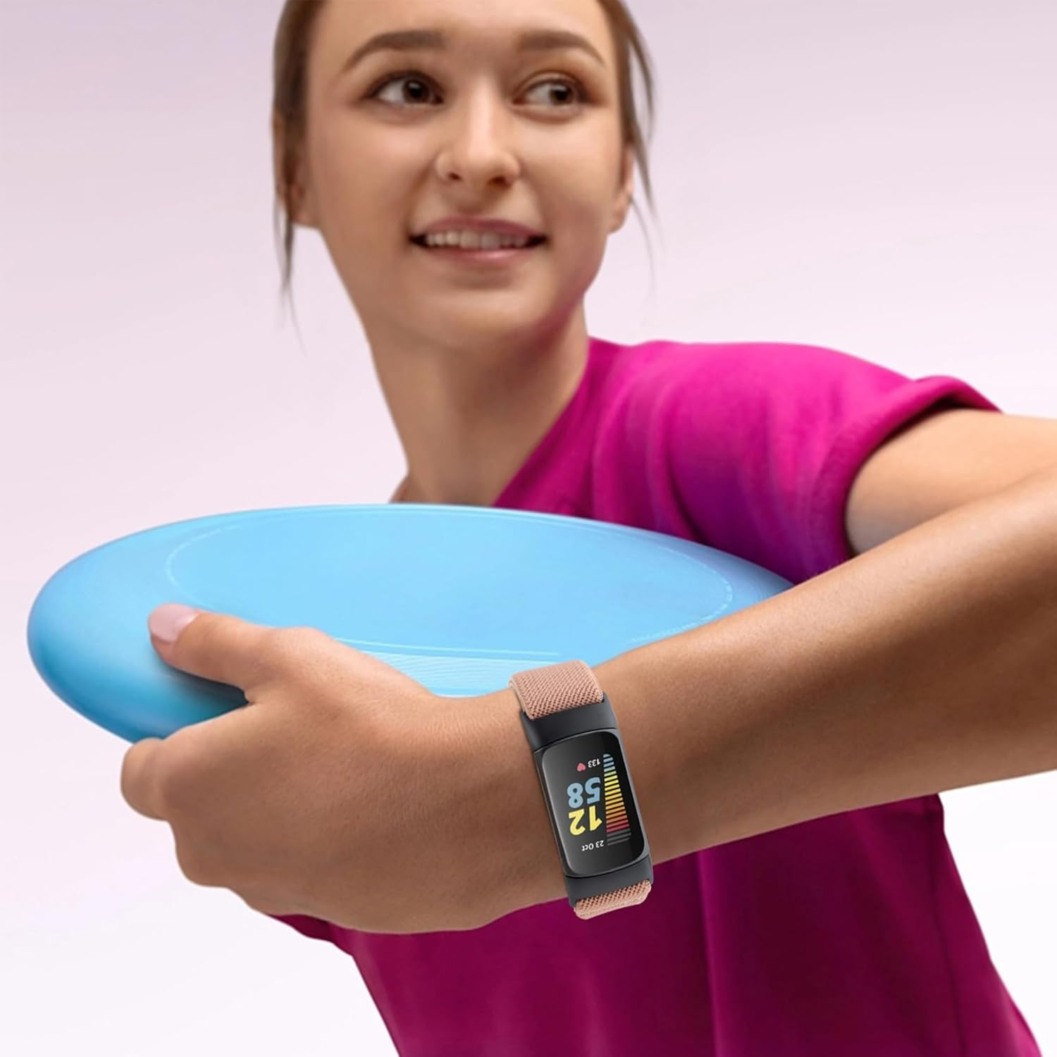 Everact 5 Pack Stretchy Nylon Compatible with Fitbit Charge 6 Bands/Fitbit Charge 5 Bands for Women Men, Elastic Adjustable Straps Sport Replacement Wristbands for Fitbit Charge 5/6 Watch image number 4