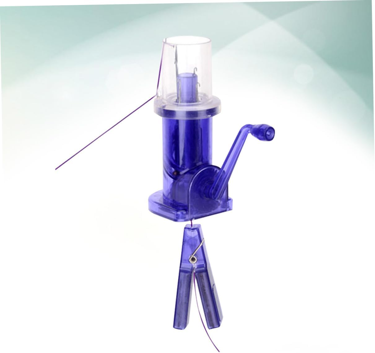 VILLFUL Hand Operated Knitting Mill Machine for Diy Crafts Blue Mini Spool Knitter Tool for Beginners Easy to Use Wool Winder for Bracelet Making and Home Projects image number 2