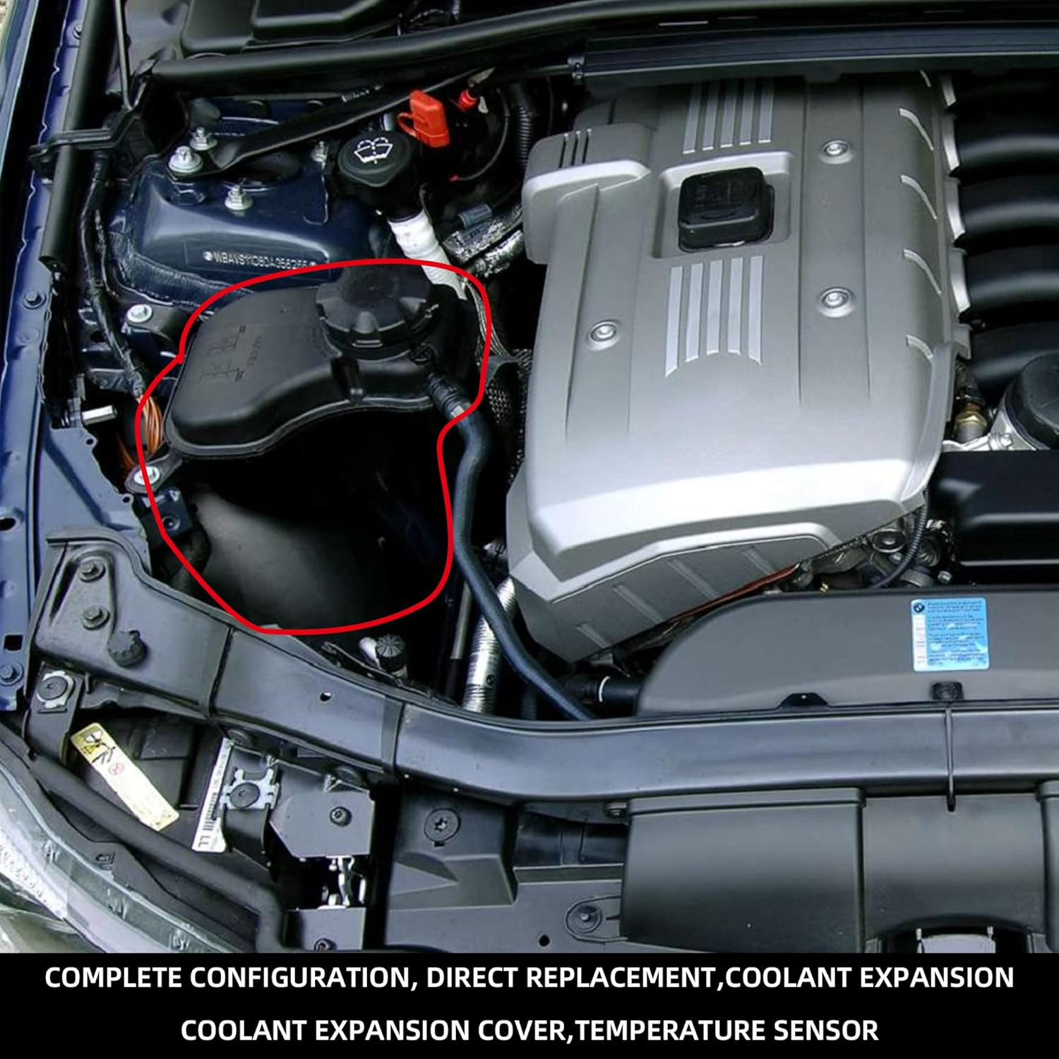 Dasbecan Coolant Reservoir Overflow Expansion Tank and Level Sensor and Cap Compatible with BMW 1-Series E82 E88 X1 E84 Z4 E89 3-Series E90 E91 E92 E93 Replaces# 17137607482 17137567462 17137640514 image number 5