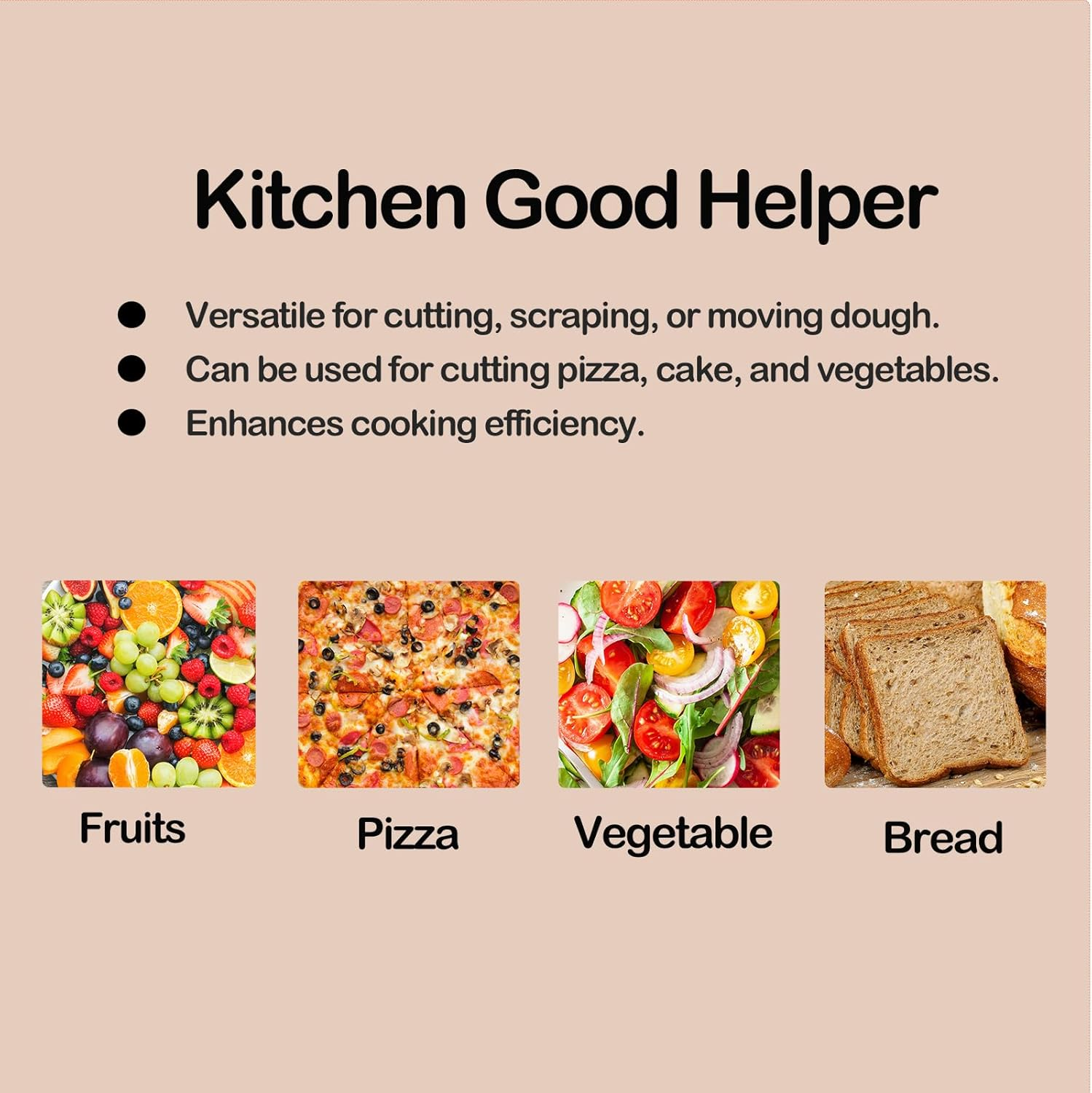 Midgreyeye Premium Bench Scraper Dough Cutter Large with Wooden Handle Dough Scraper Dough Card Dough Spatula Scraper Kitchen for Cake, Cake, Pizza, Cake, Dough, Baking Utensils (20 X 13 Cm) image number 1