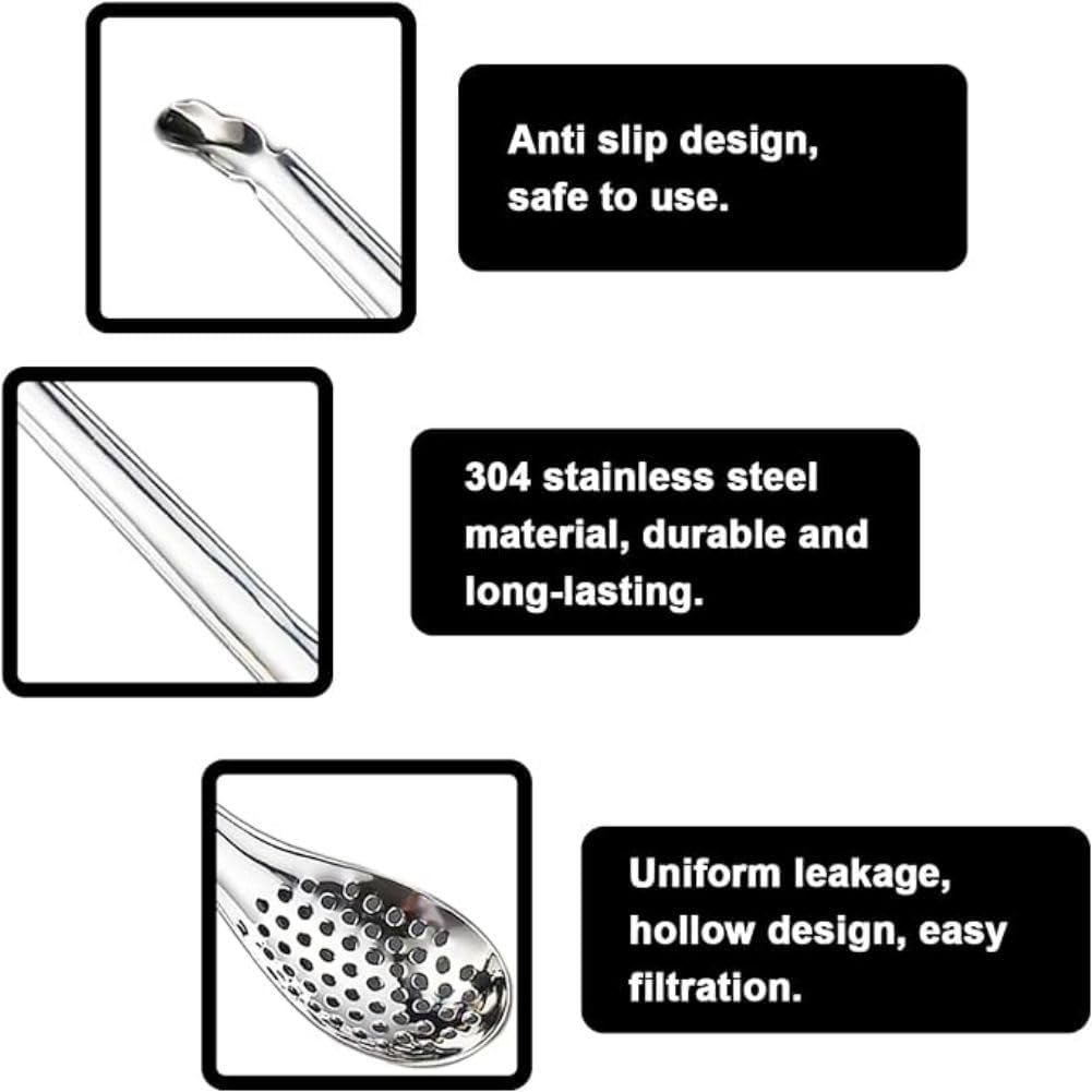 Spherification Spoon Stainless 2Pcs Steel Metal Caviar Spoon Small Slotted Bar Spoon Egg Strainer Cuisine Strainer for Molecular Gastronomy Bar image number 1