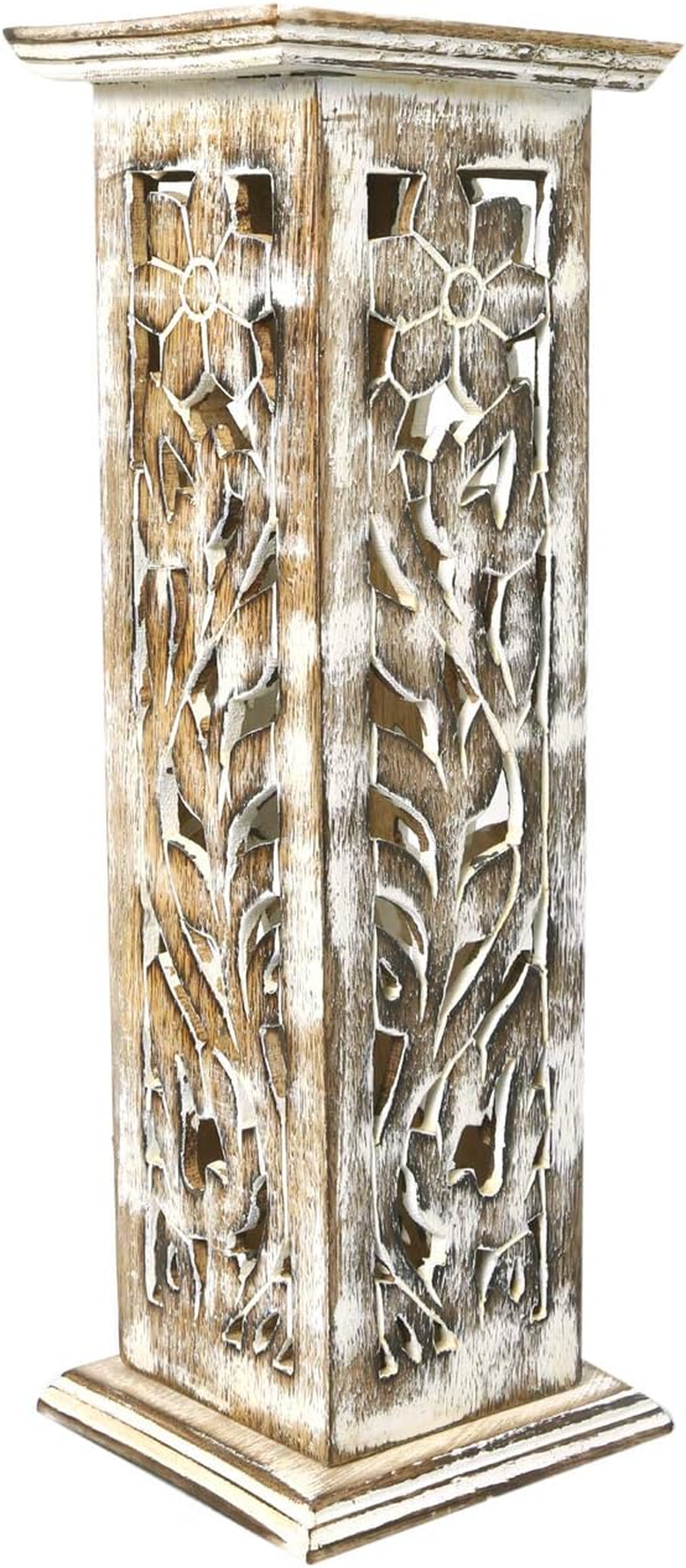 WILLART Wooden Incense Burner Stick Dhoop Stand Holder Burner | Four Stick Holder Tray | Hand Carved Flower Design | Ash Catcher |12 Inches | Home Fragrance | Aromatherapy Meditation Pooja Yoga | Home Accessories |Gift image number 2