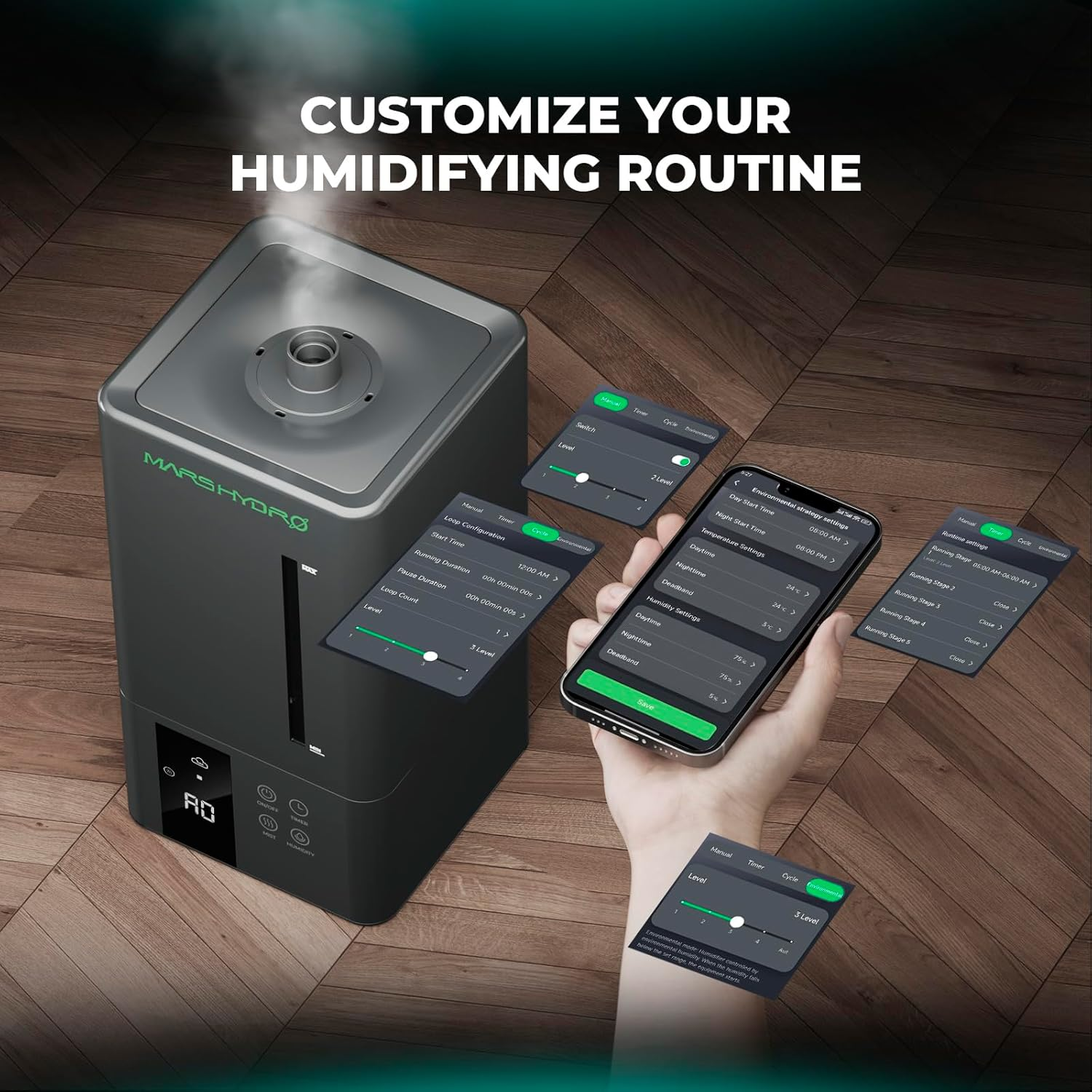 MARS HYDRO Plant Humidifier 6L,With Adjustable Humidity,Timer Function,Ultrasonic Precise and Silent Operation,No-Leak Seal for Grow Tent,Indoor Planting,Greenhouse,Bedroom image number 5