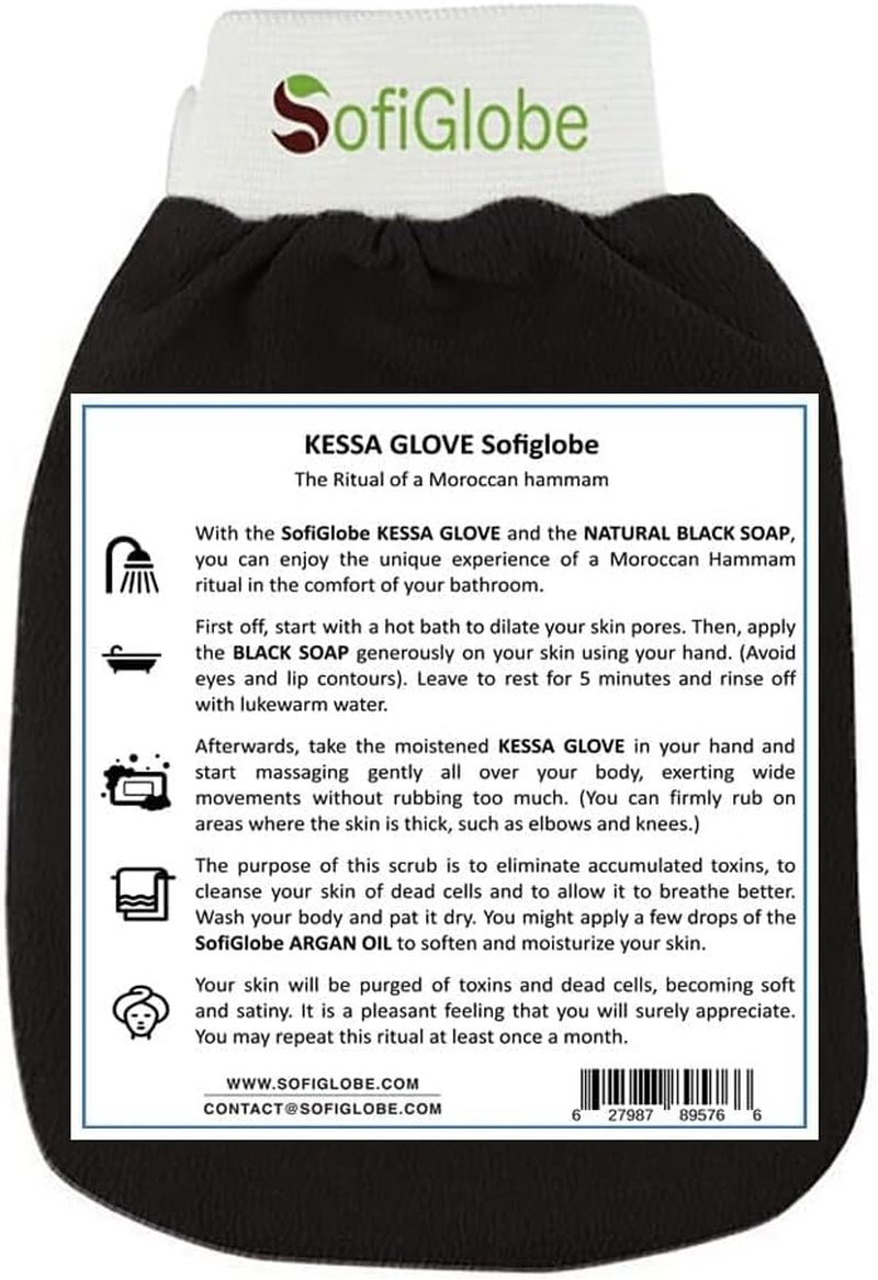 Exfoliating Glove Kessa, Natural Skin Scrub Glove, Kessa Hammam and Spa Glove, Body Exfoliating Glove, Body Scrub Glove for Men and Women. image number 4
