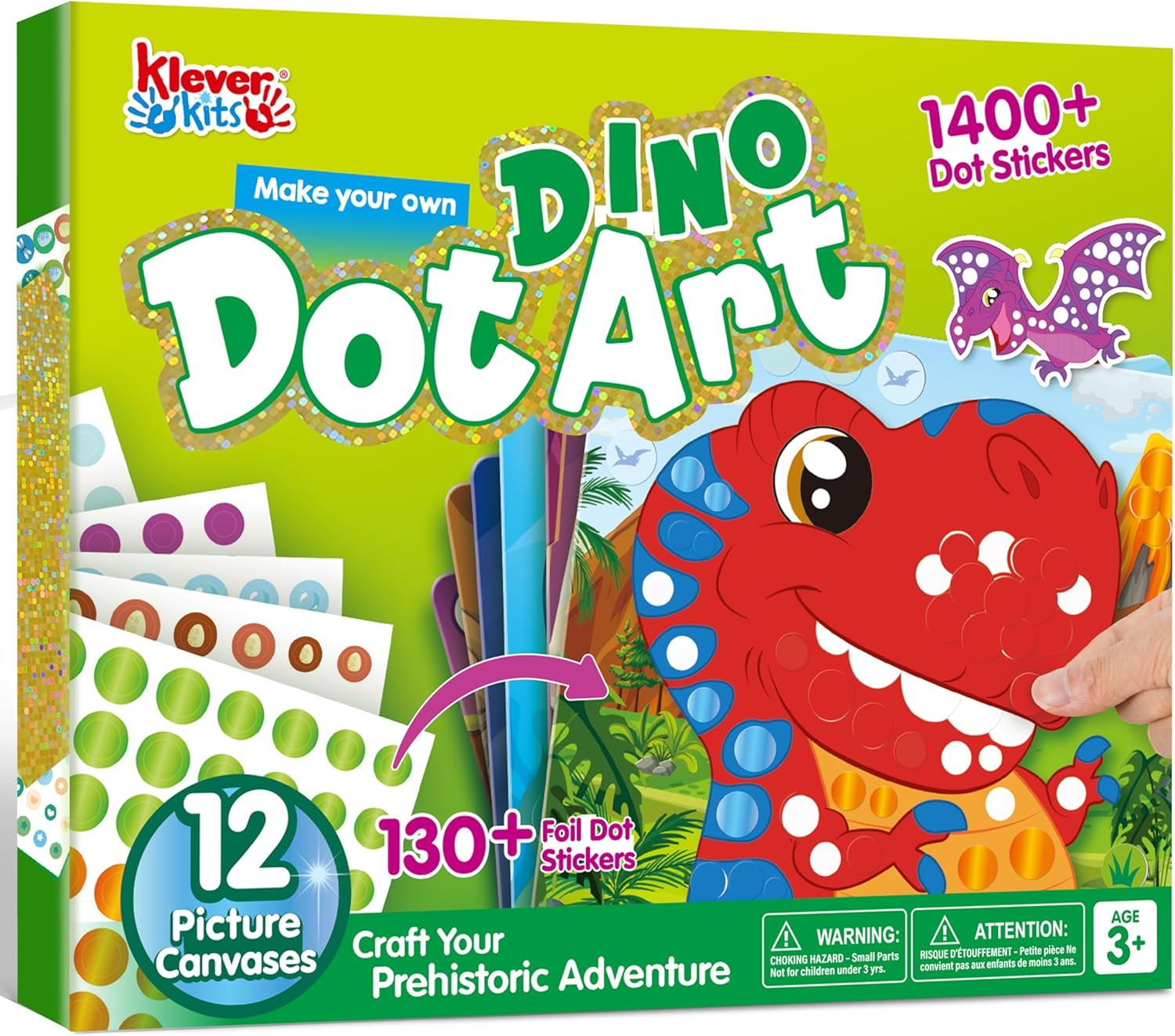 Klever Kits Dot Art Activity, Dot It Animals, Sticker Craft Set for Children, DIY Craft Set for Crafts Kit, Birthday Gifts for Children from 3+ Years, Airplane Travel Toy image number 5