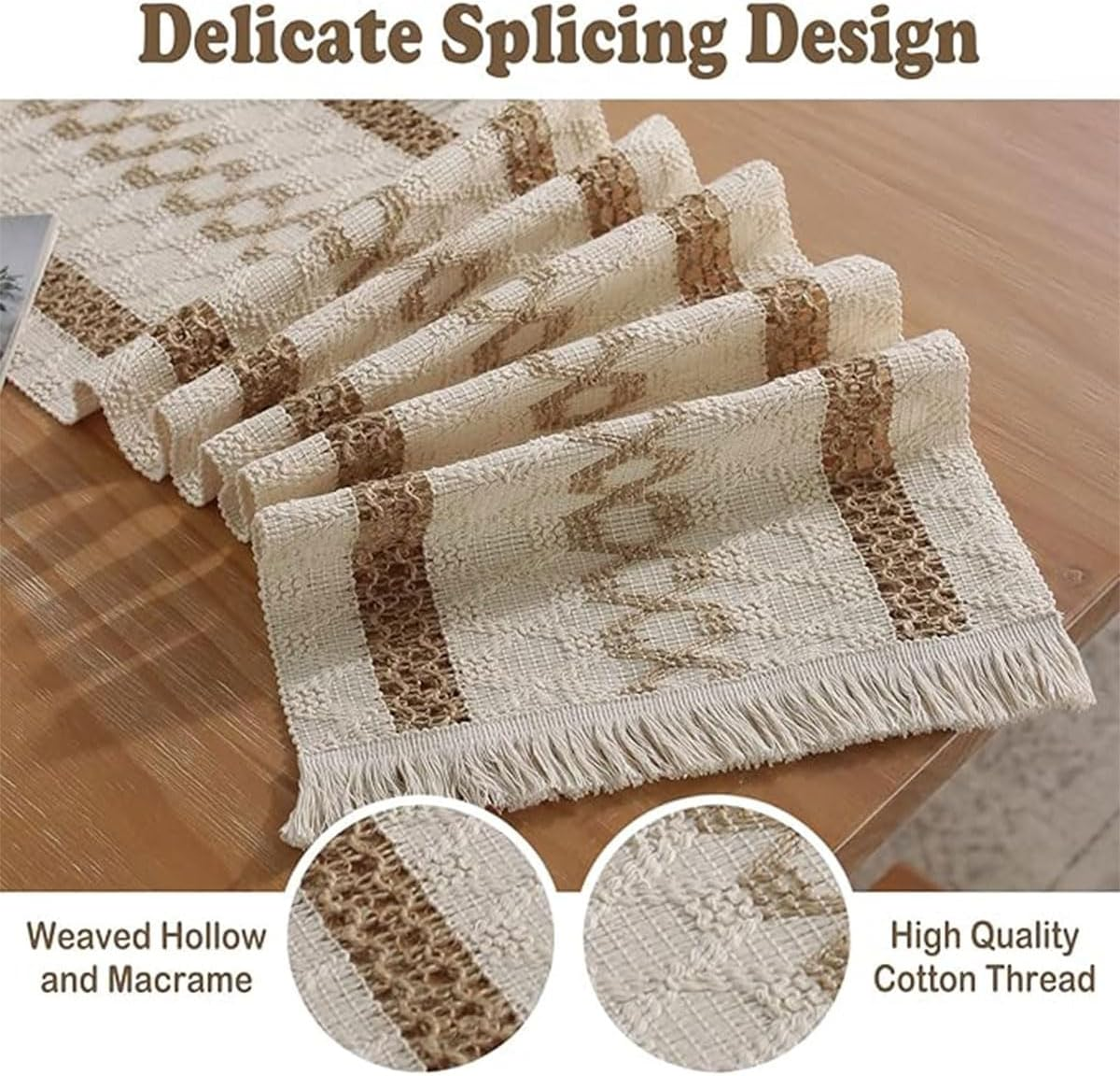 AIMALL Premium Cotton and Linen Table Runner with Knot Tassel Design, Nordic-Inspired Home Decor for Coffee Tables, TV Stands, and More, Durable and Stylish, Size 72X11.8 Inches image number 5